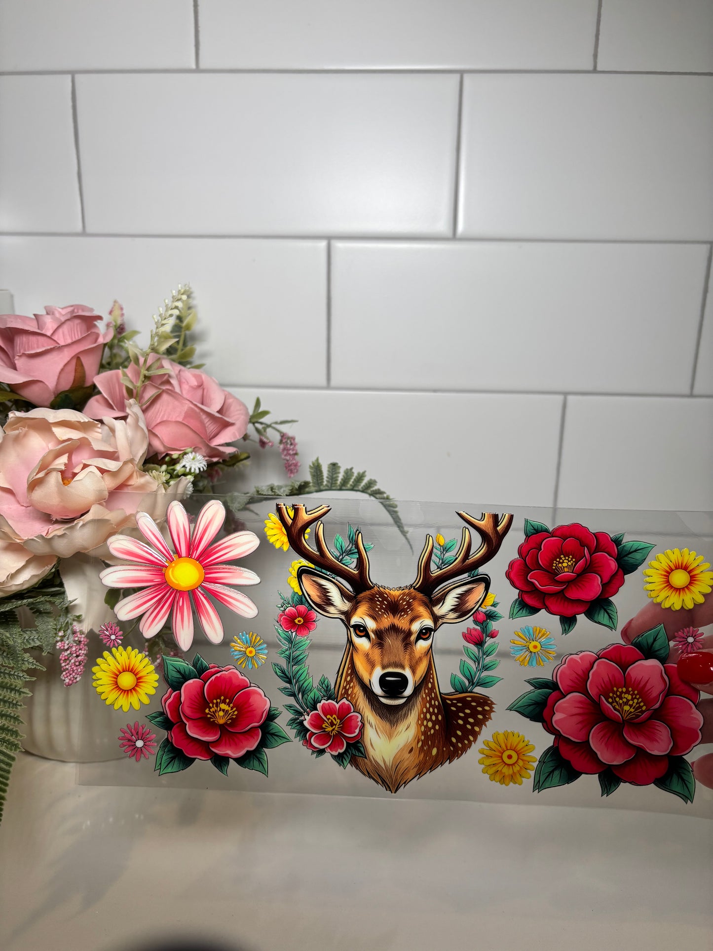 4-Floral Deer UV DTF Cup Wrap