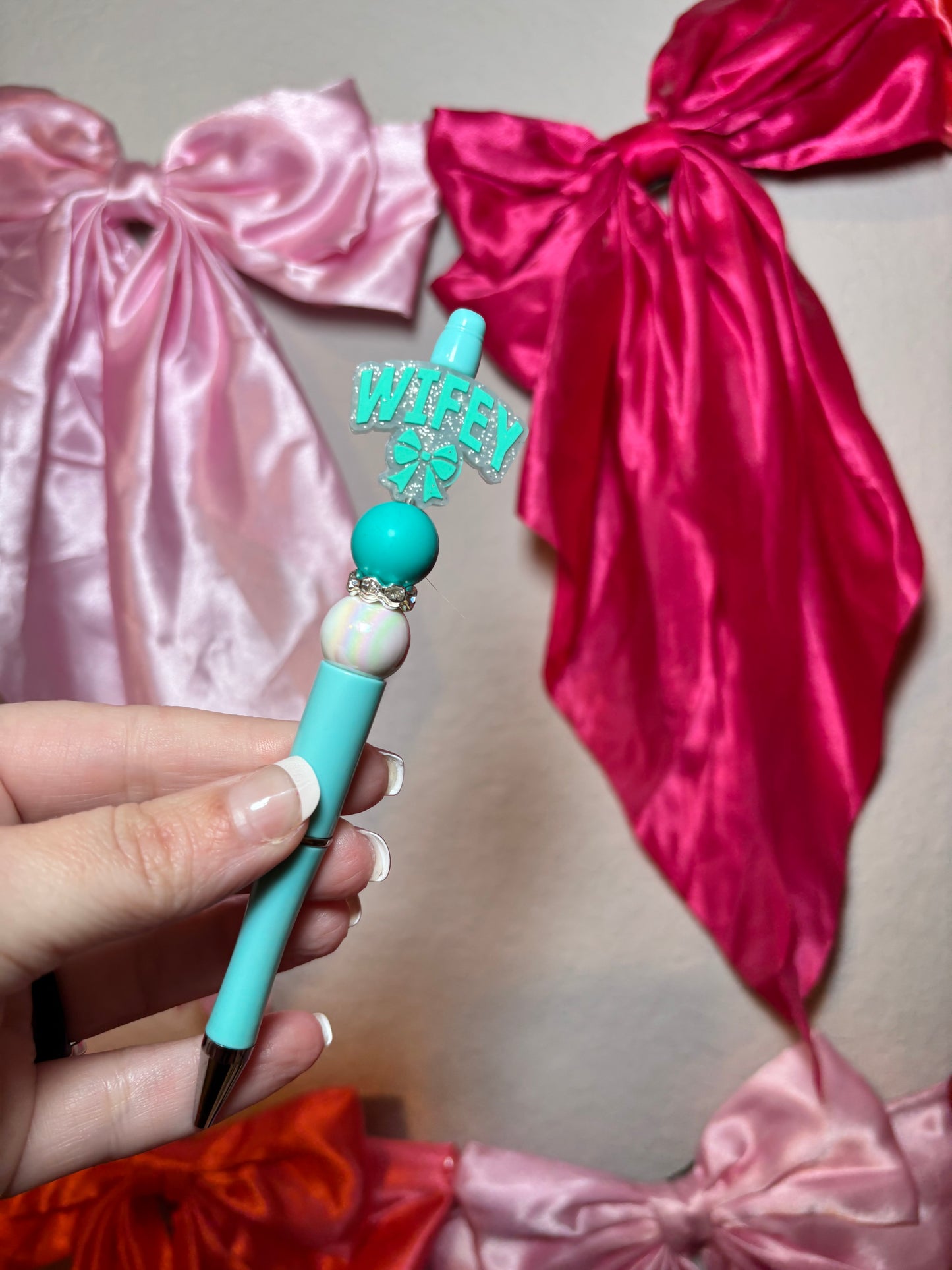 Teal Wifey Beaded Pen
