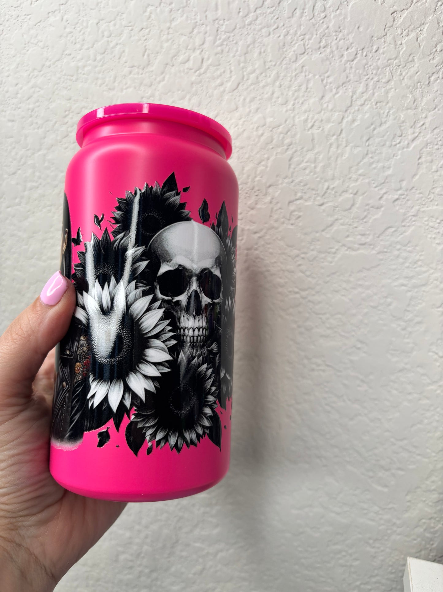 Bright Pink Tattoo Girl 16 Ounce Stainless Steel