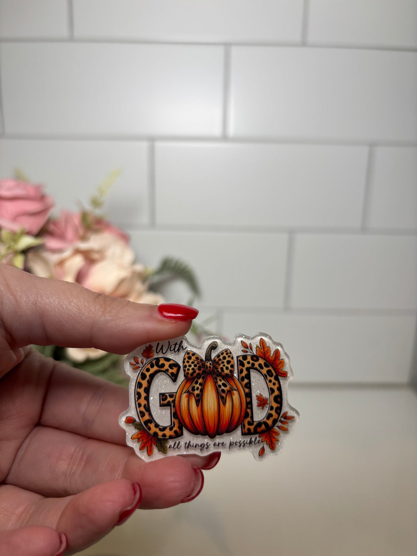 4- With God Pumpkin Acrylic Flatback
