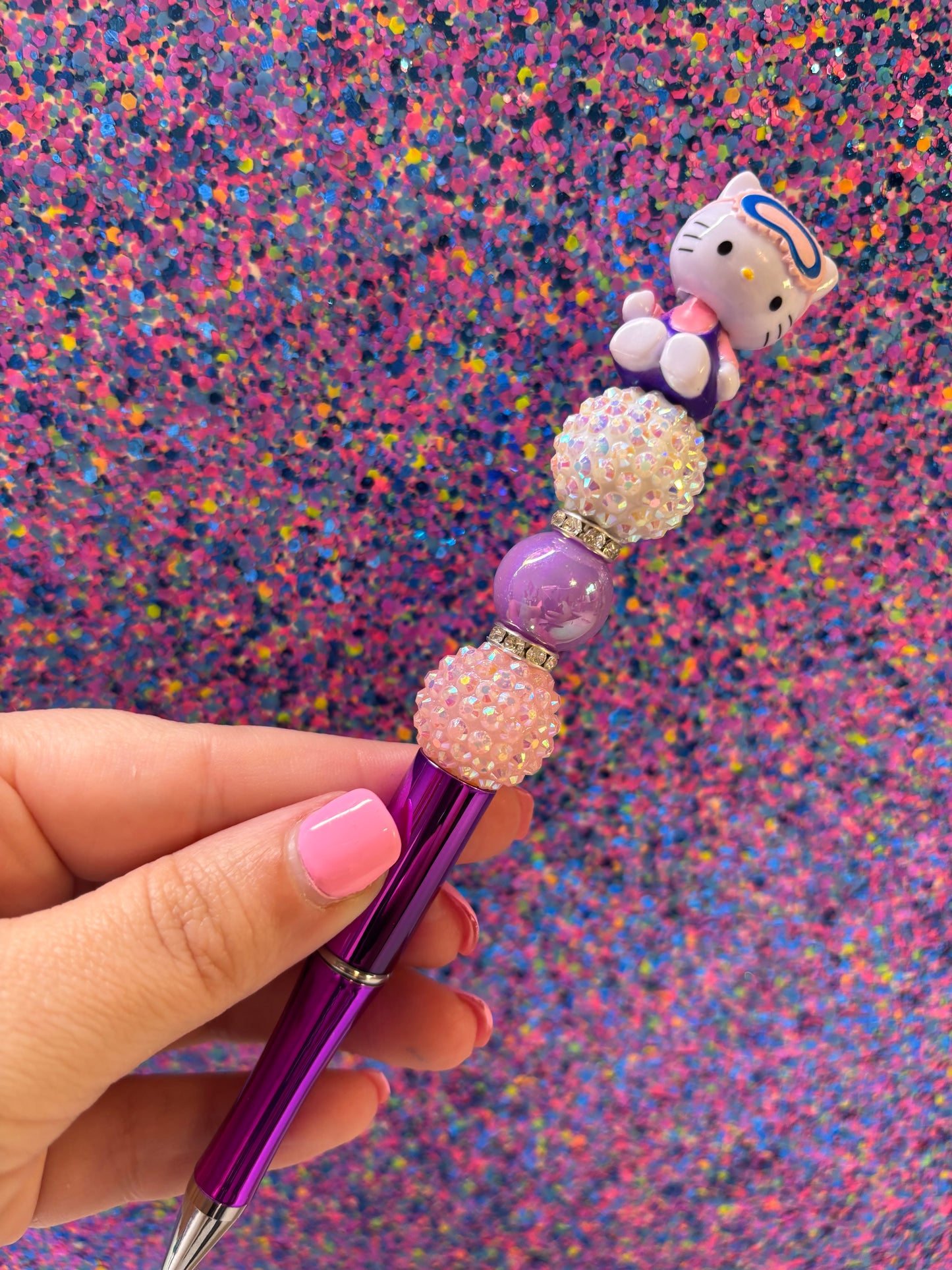 Sleepy Kitty Beaded Pen
