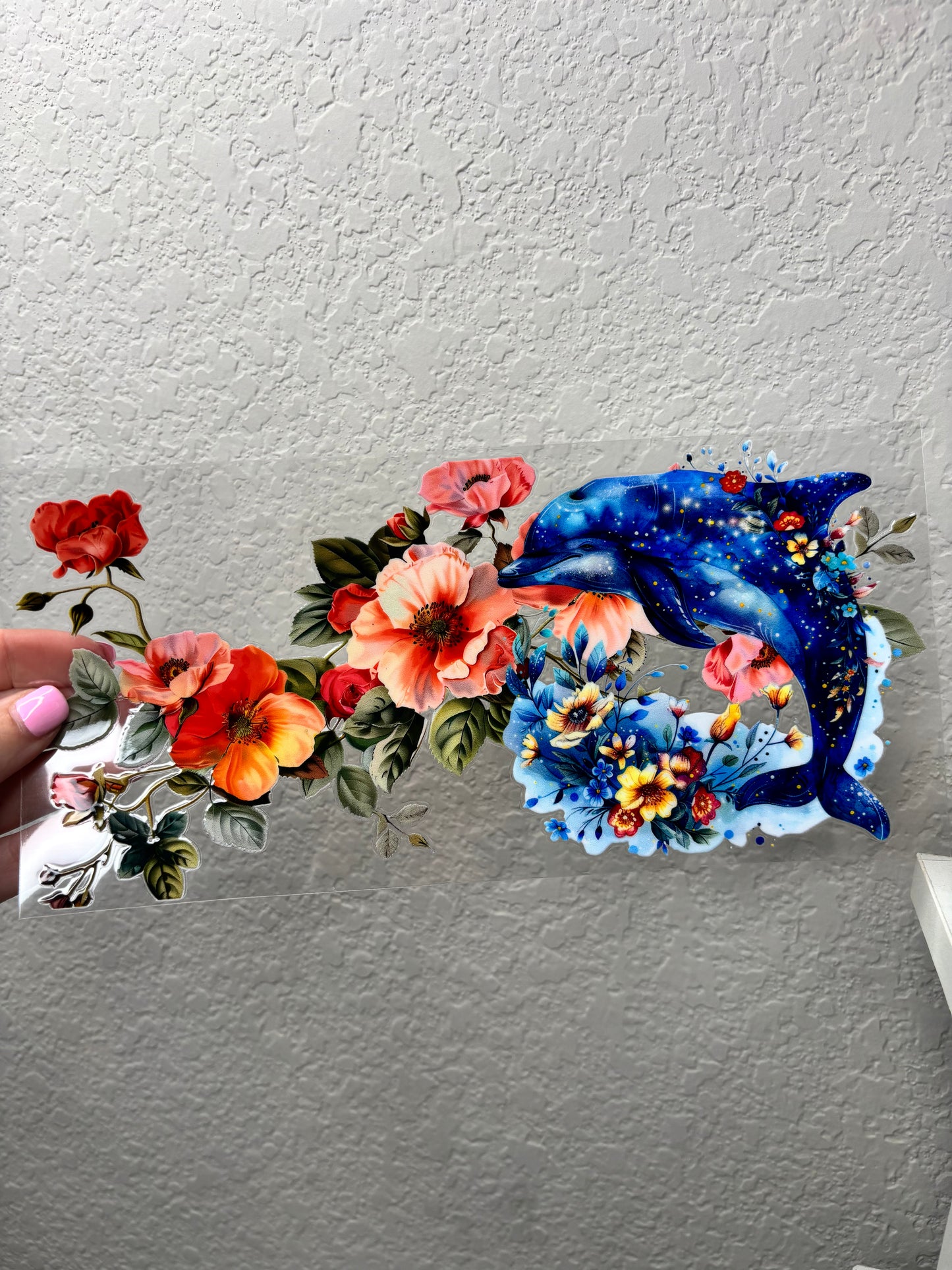 Floral Dolphin UV DTF Cup Wrap