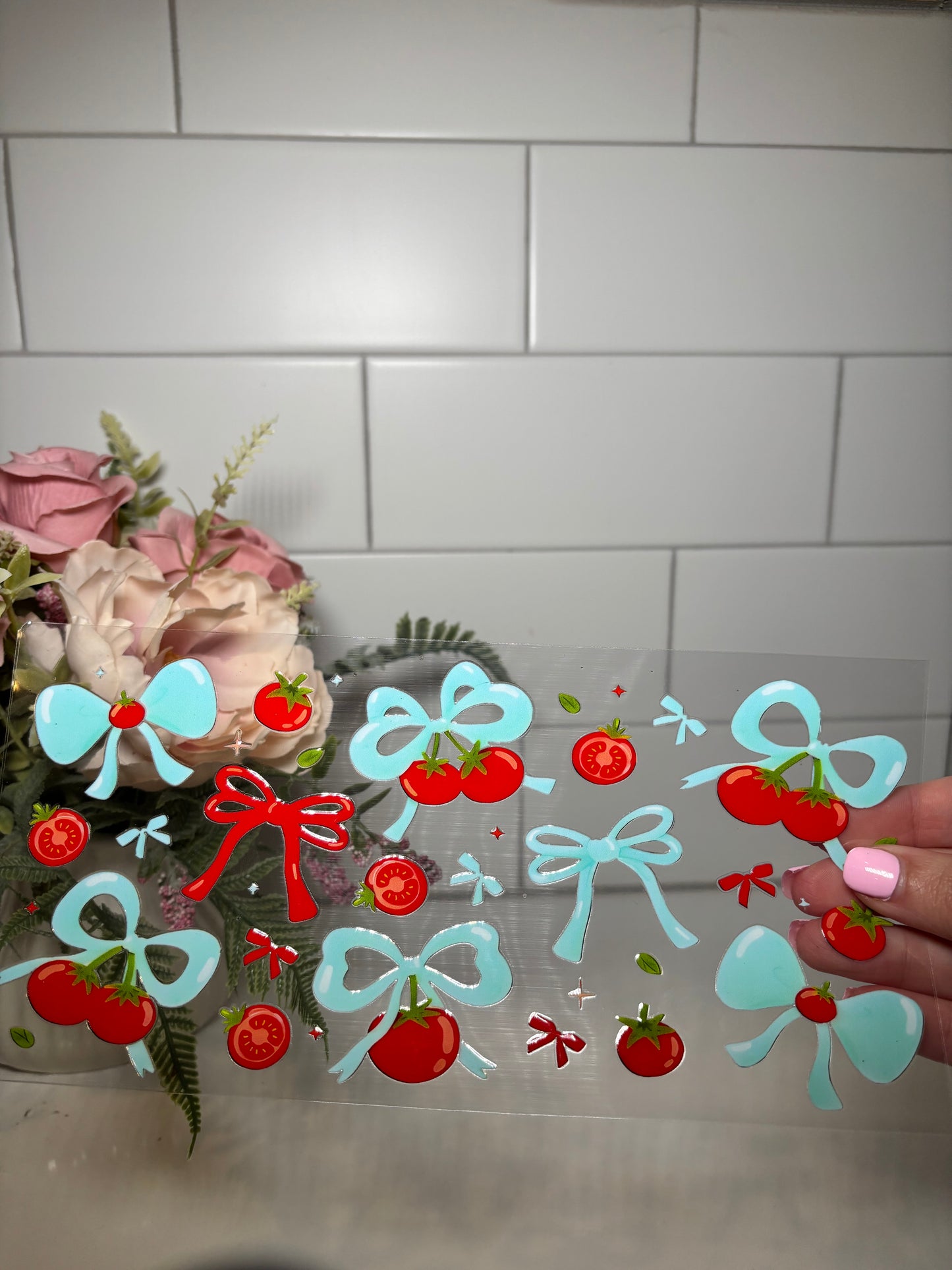 Tomatoes and Bows UV DTF Cup Wrap