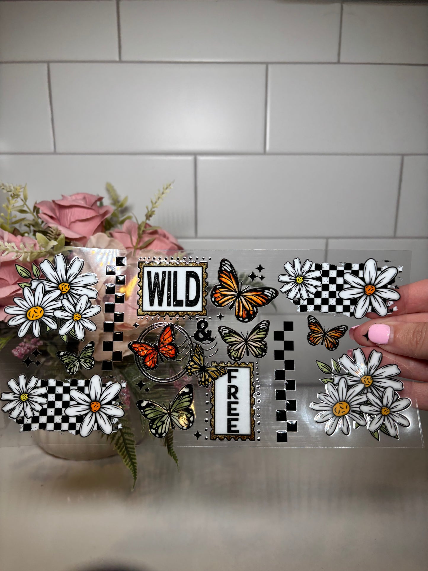 Wild and Free Butterfly UV DTF Cup Wrap