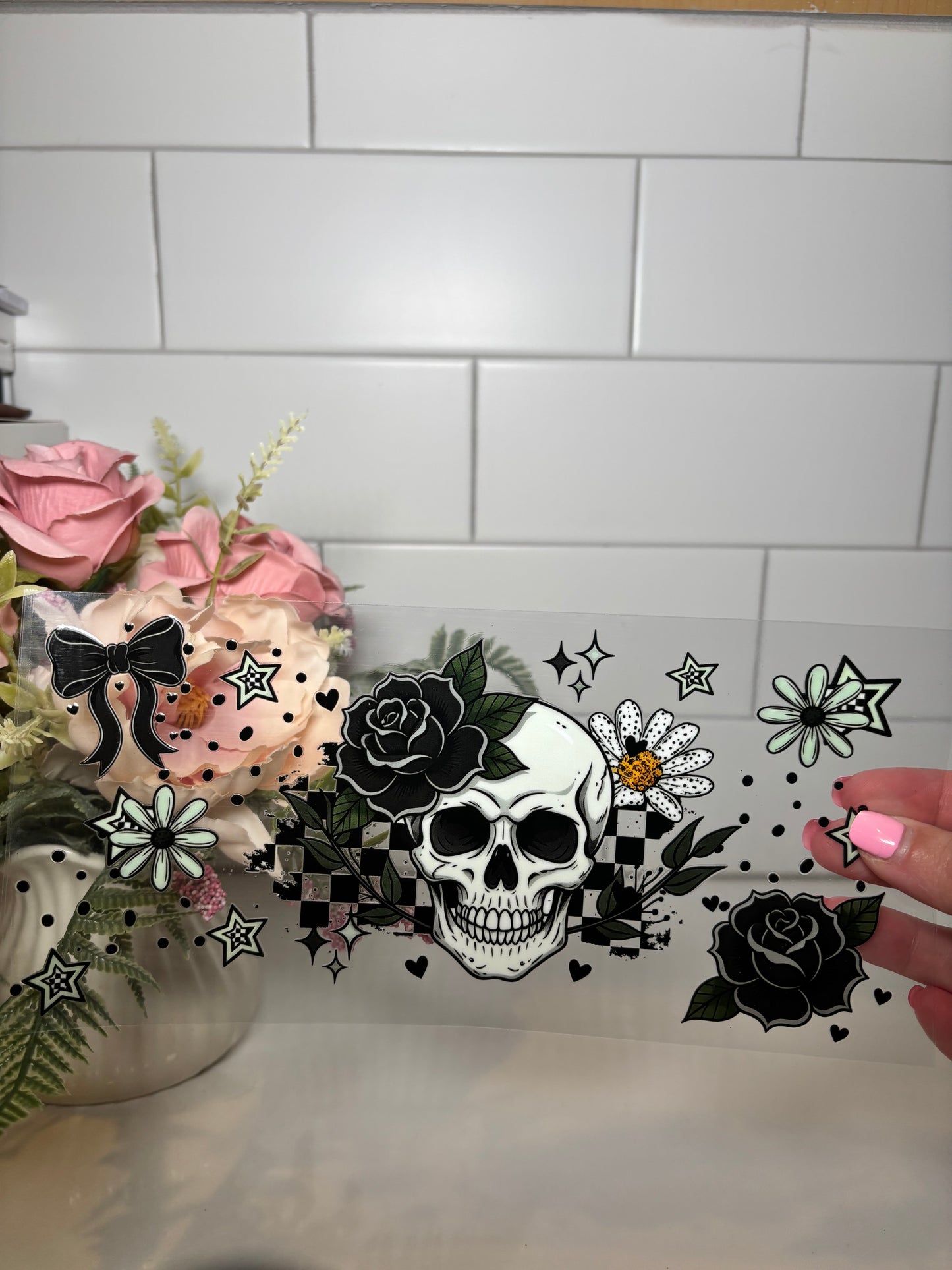 2-Rose and Skull UV DTF Cup Wrap