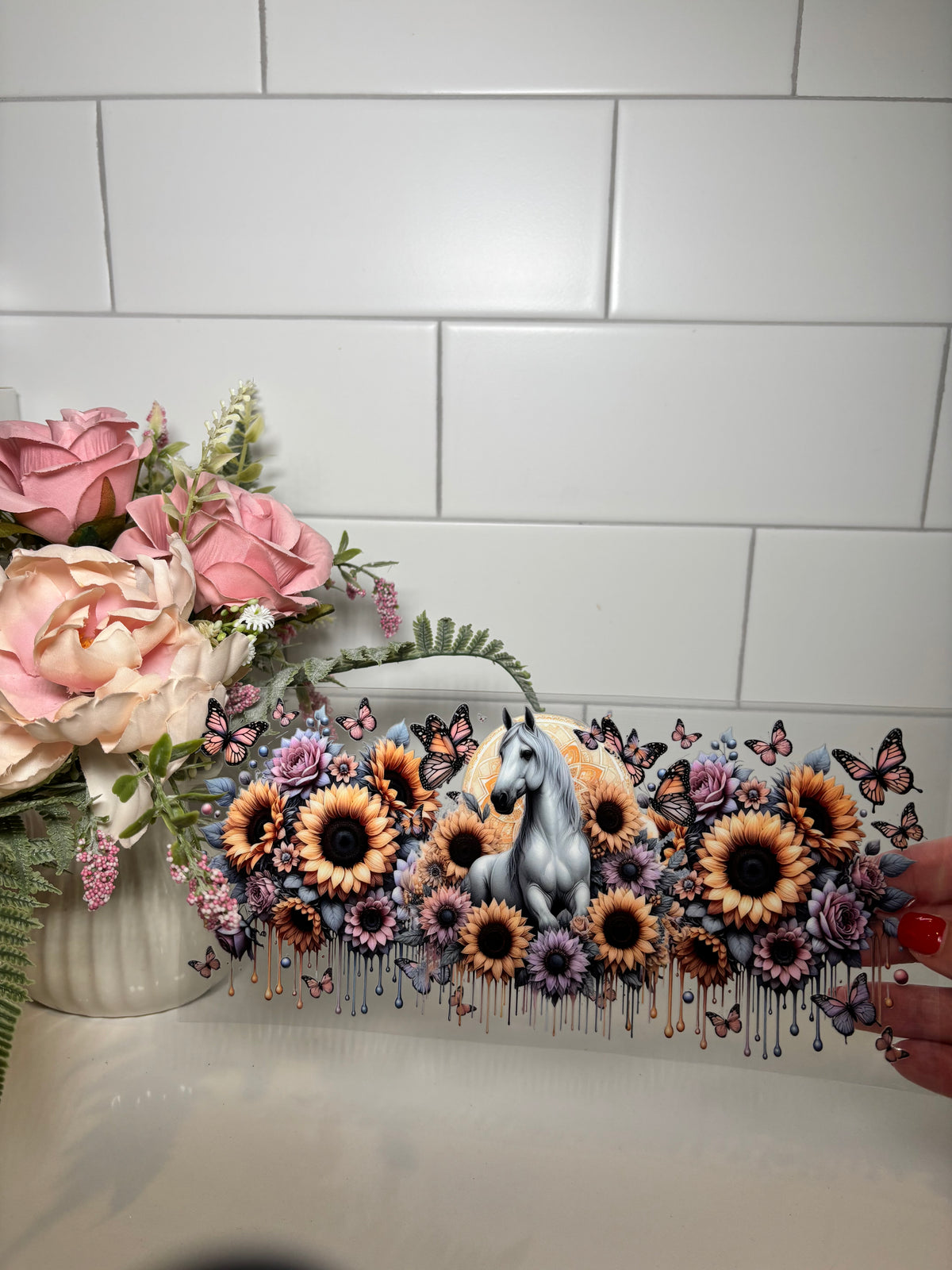 4-Floral Horse UV DTF Cup Wrap