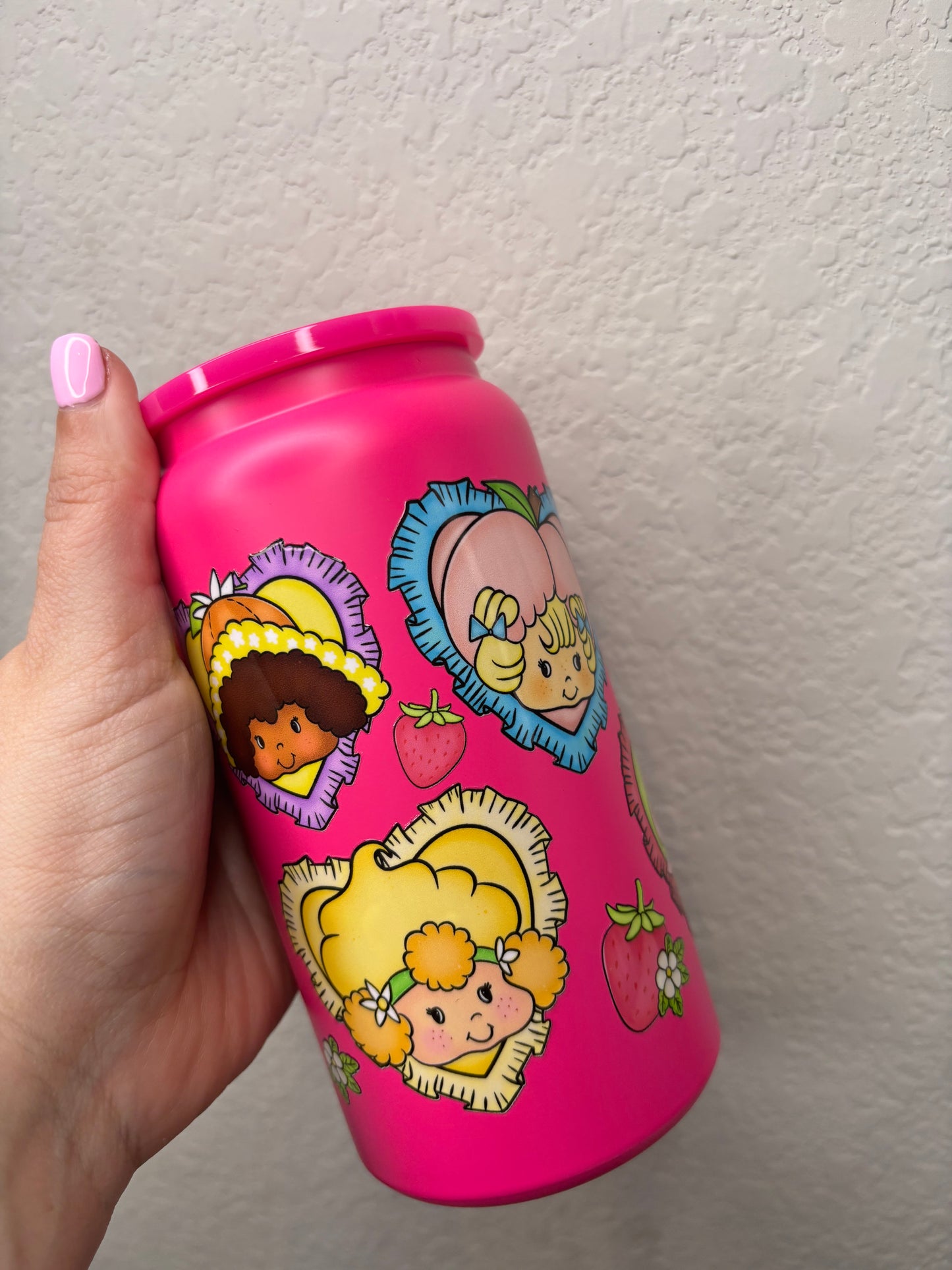 Matte Pink Strawberry Girl and Friends 16 ounce Stainless