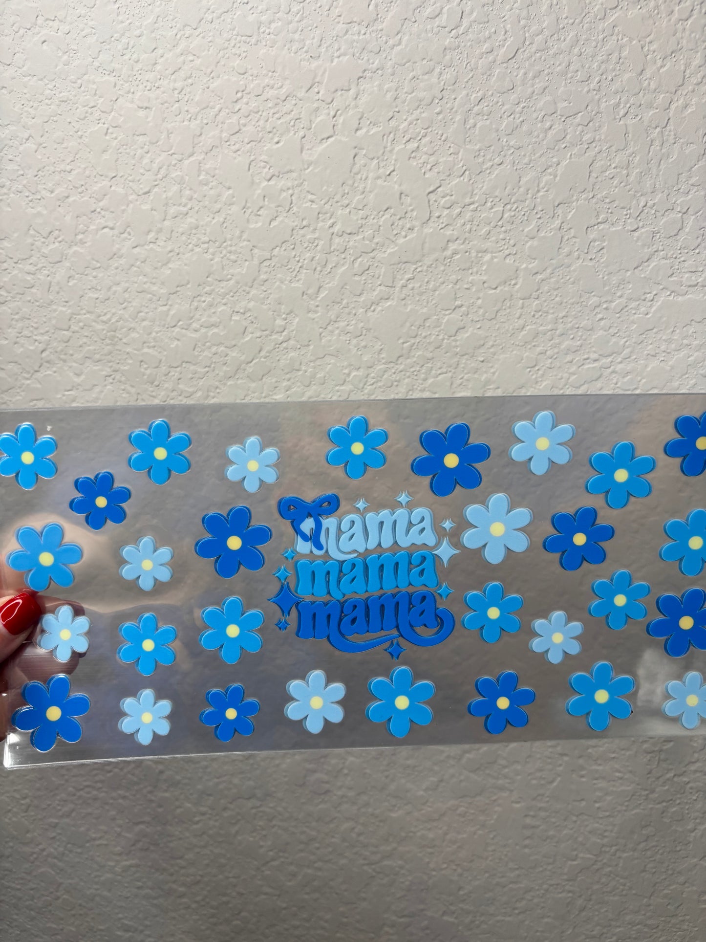 Blue Mama Flower UV DTF Cup Wrap
