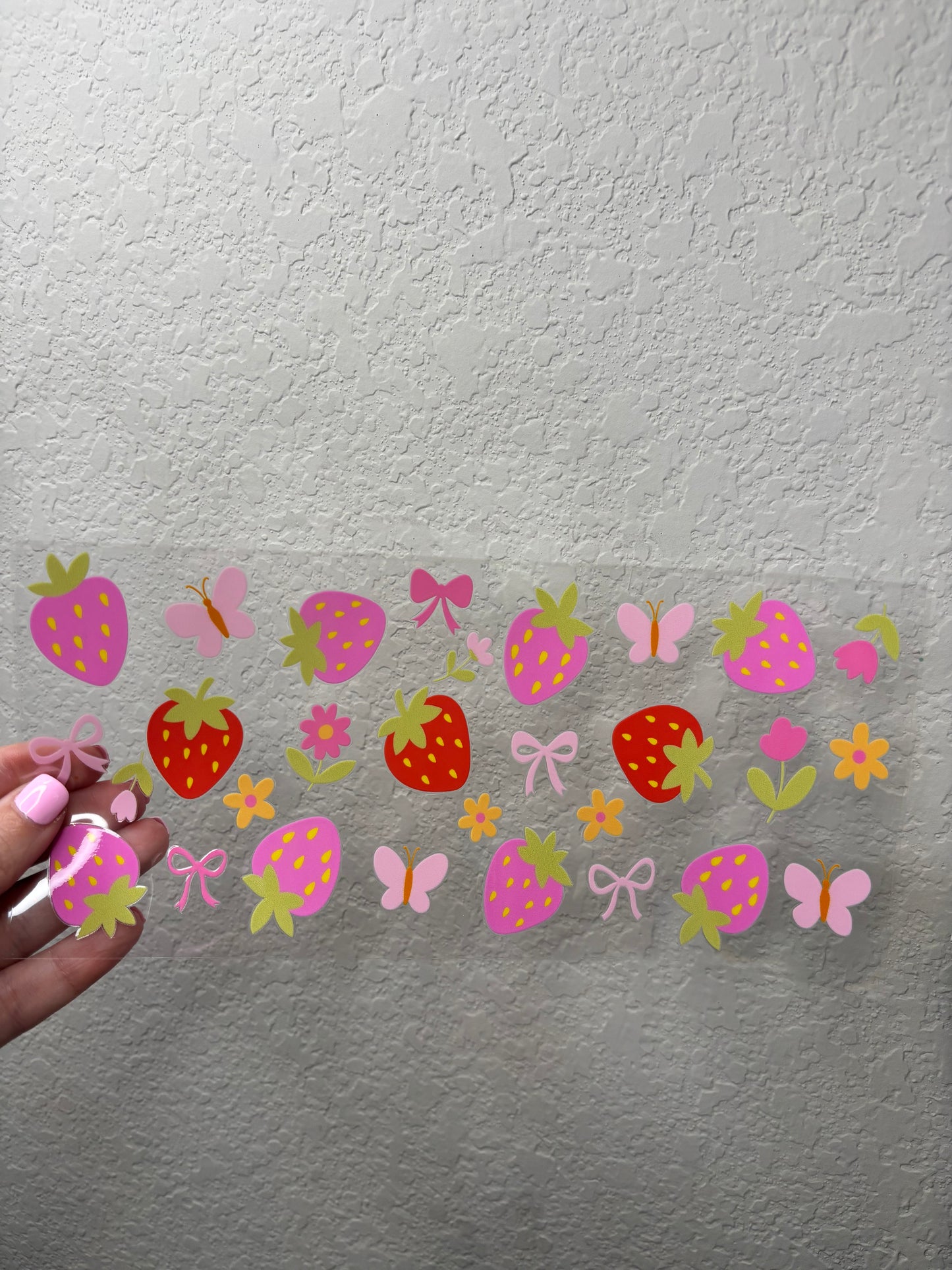 Strawberries and Butterflies UV DTF Cup Wrap
