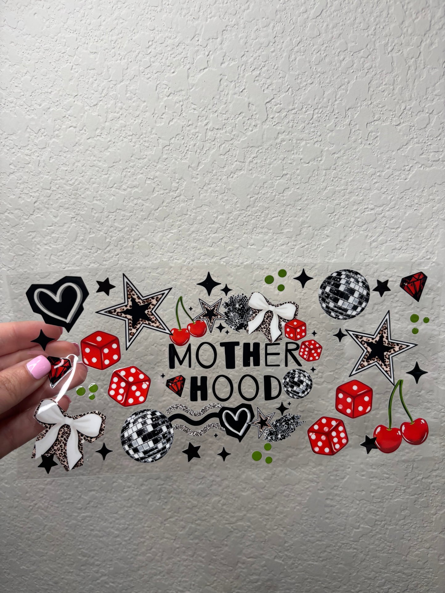 Cherry and Dice Motherhood UV DTF Cup Wrap