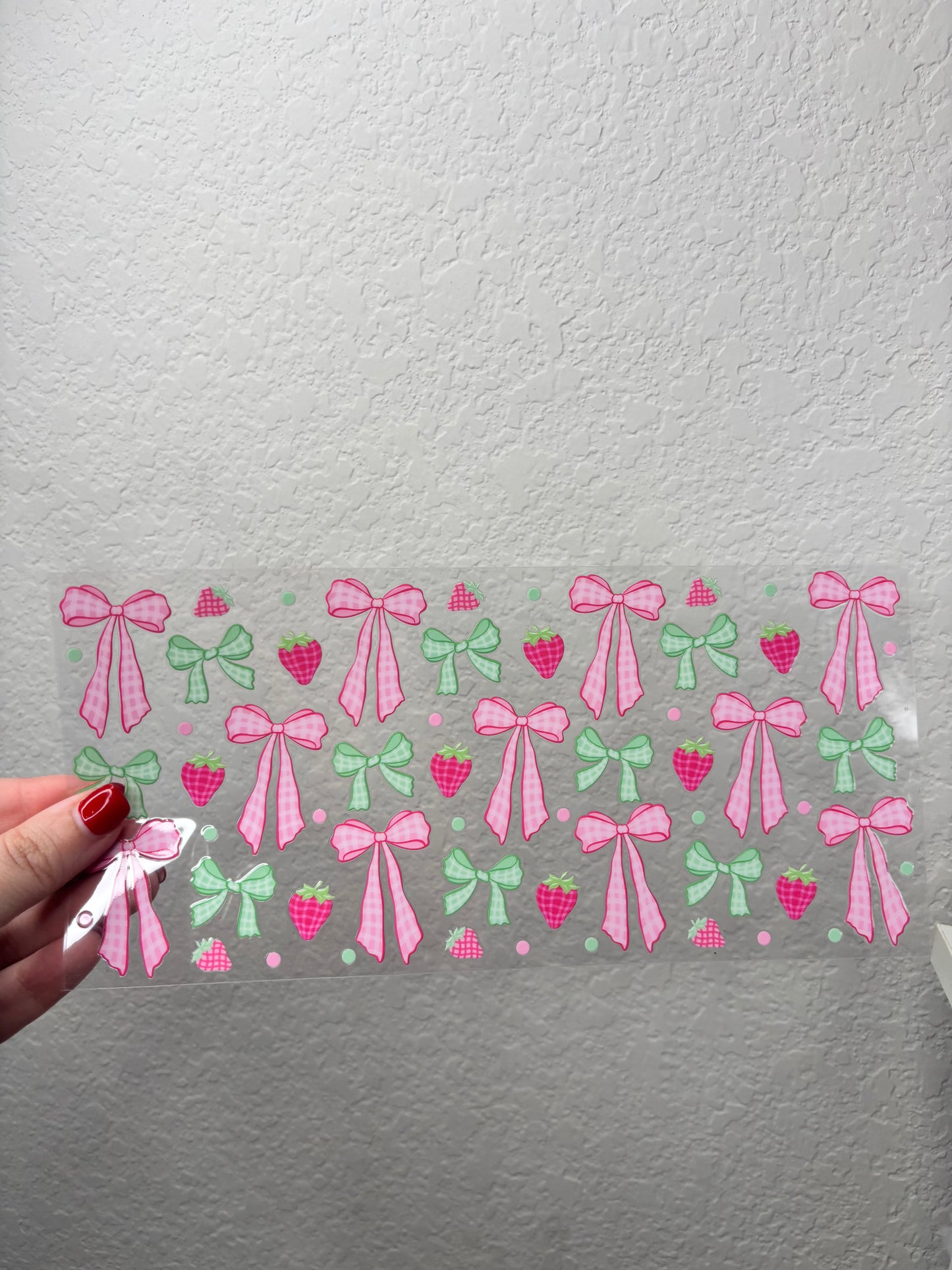Strawberry and Bow UV DTF Cup Wrap