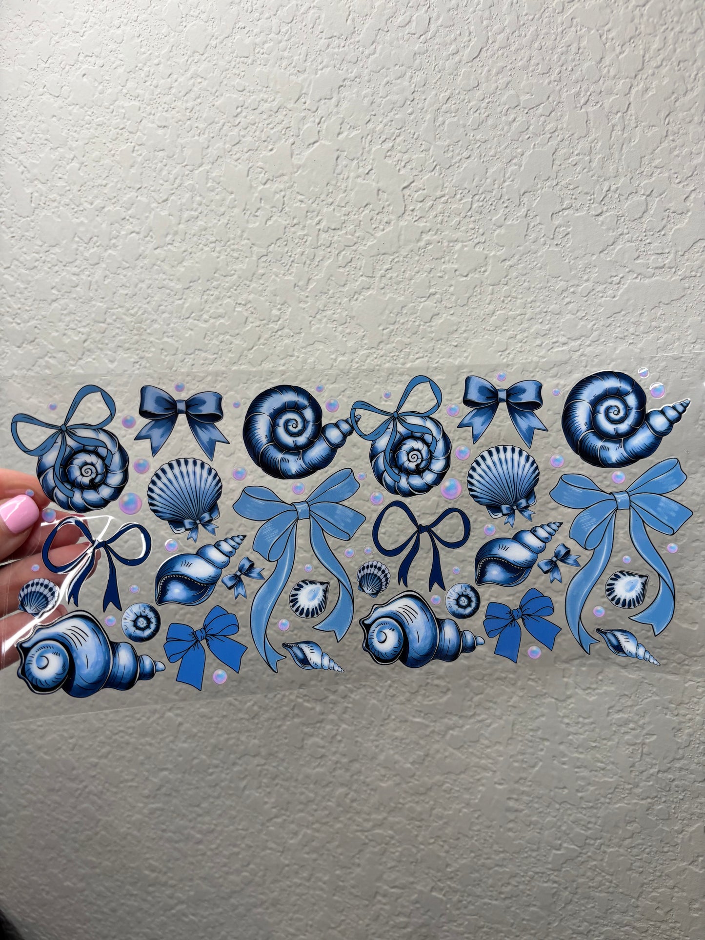 Blue Seashells UV DTF Cup Wrap