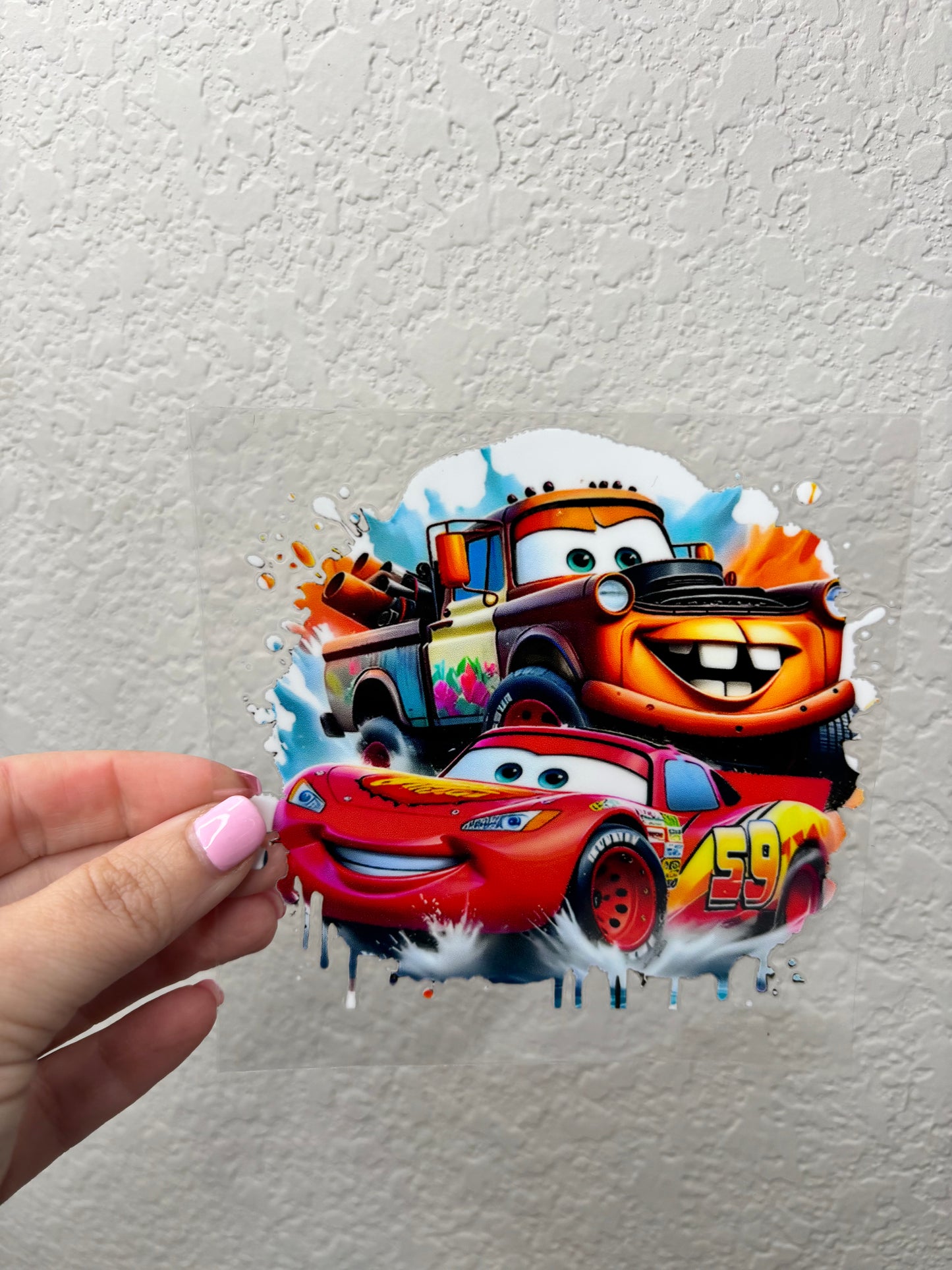 Fast Car and Tow Truck UV DTF Decal