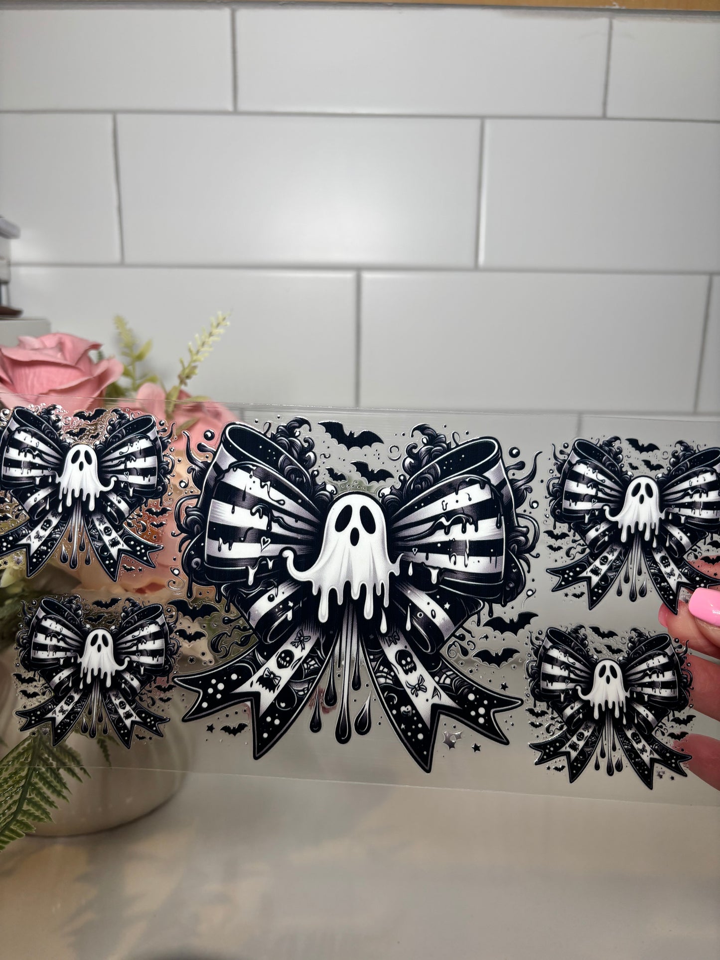 2-Ghost Bows UV DTF Cup Wrap