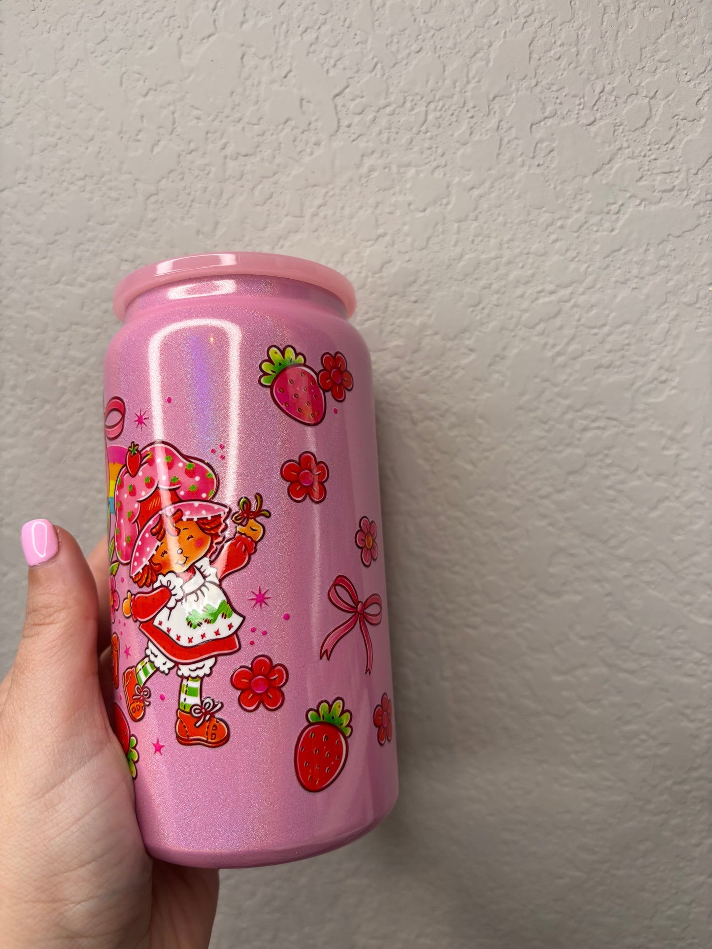 Pink Shimmer Rainbow Strawberry Gril 16 Ounce