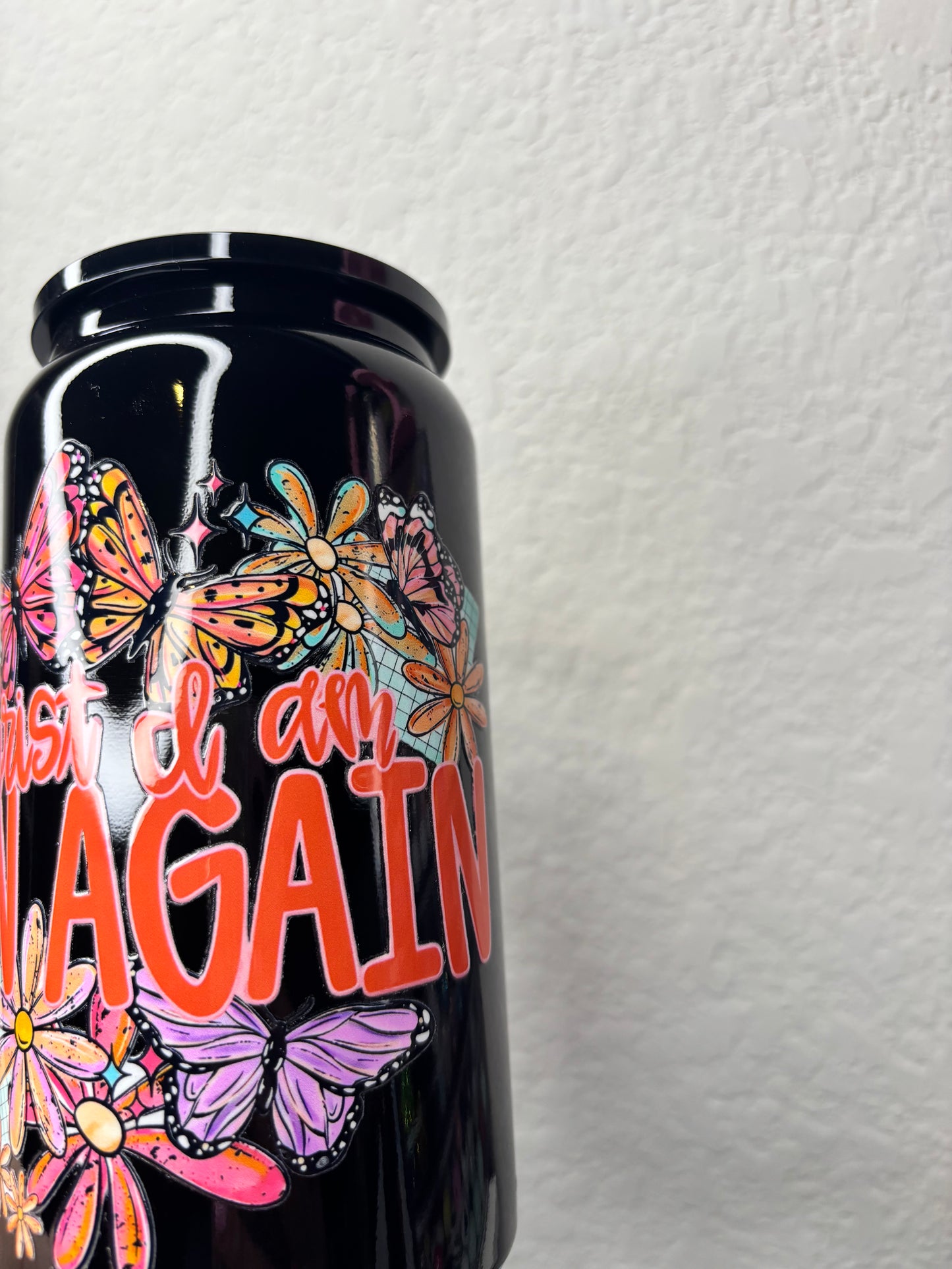 Born Again Floral 16 Ounce Black Stainless