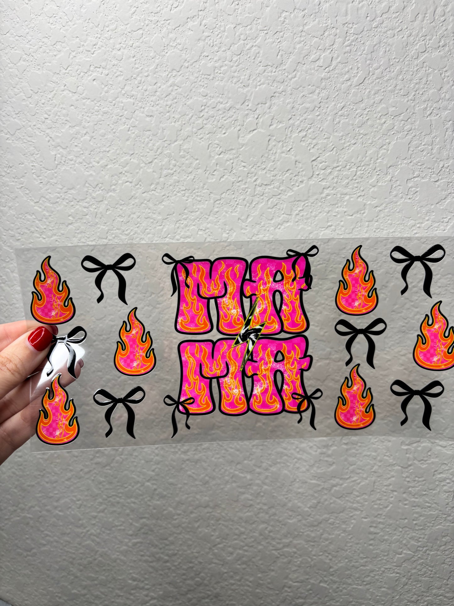 Mama Pink Flame UV DTF Cup Wrap