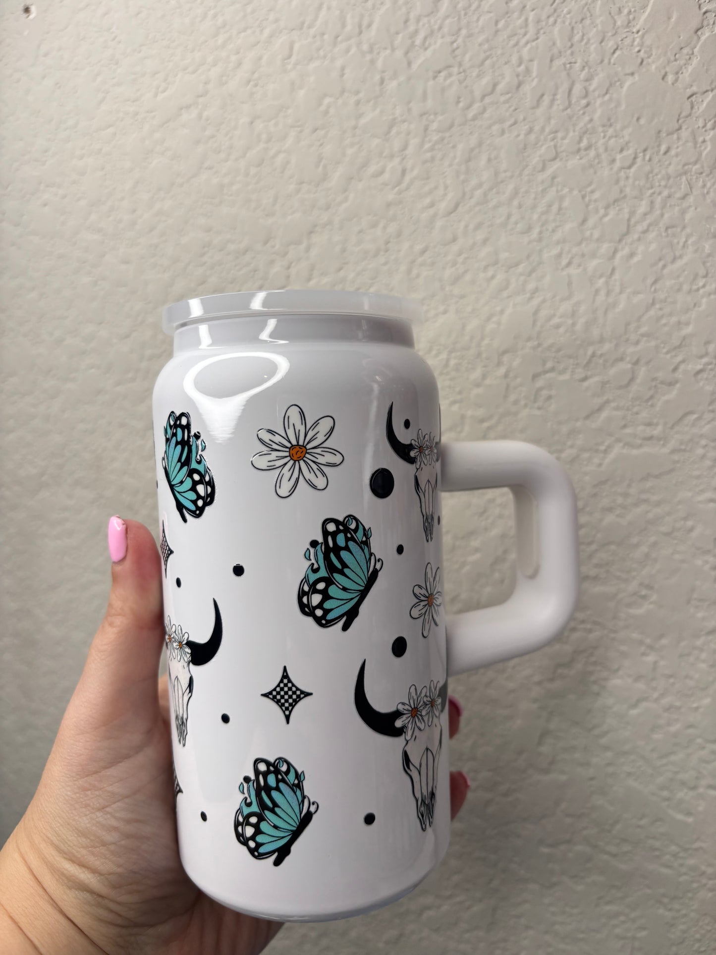 Western Butterfly White 16 Ounce Stainless Steel