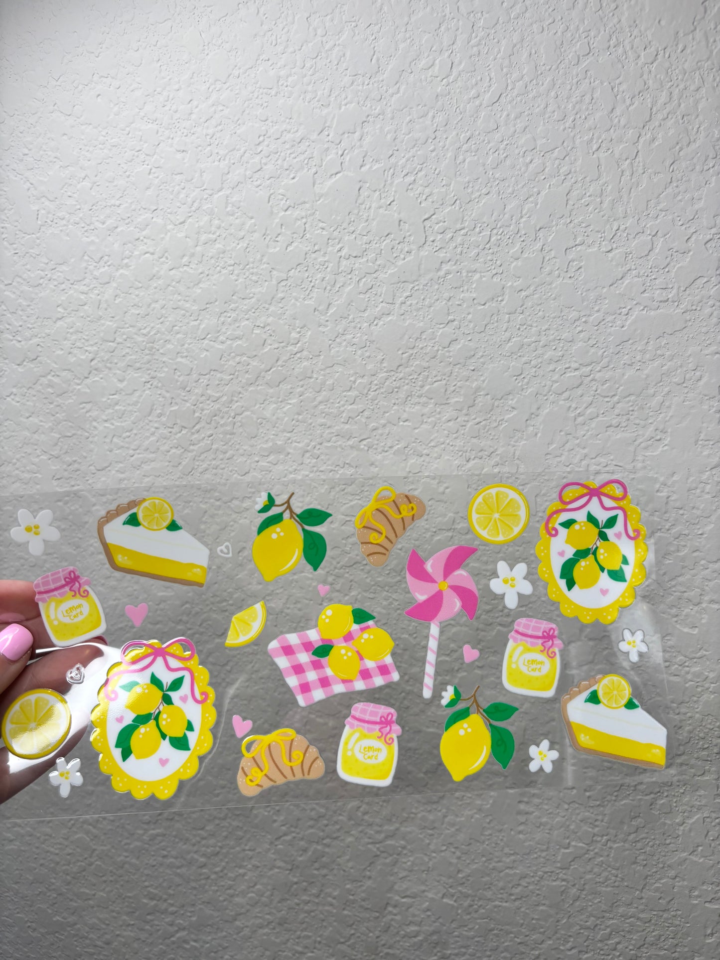 Lemon Picnic Pink Gingham UV DTF Cup Wrap