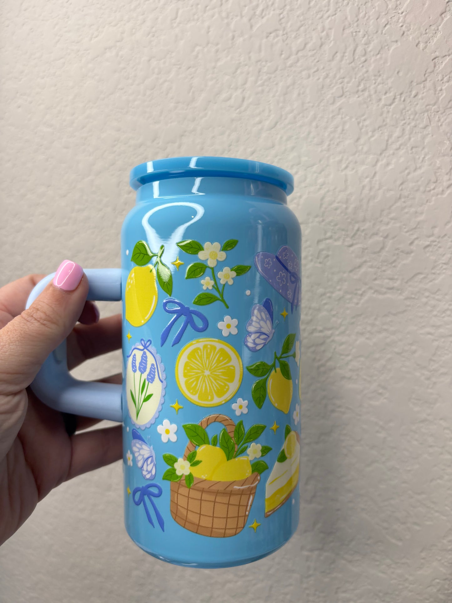 Lemon Blue 16 Ounce Stainless