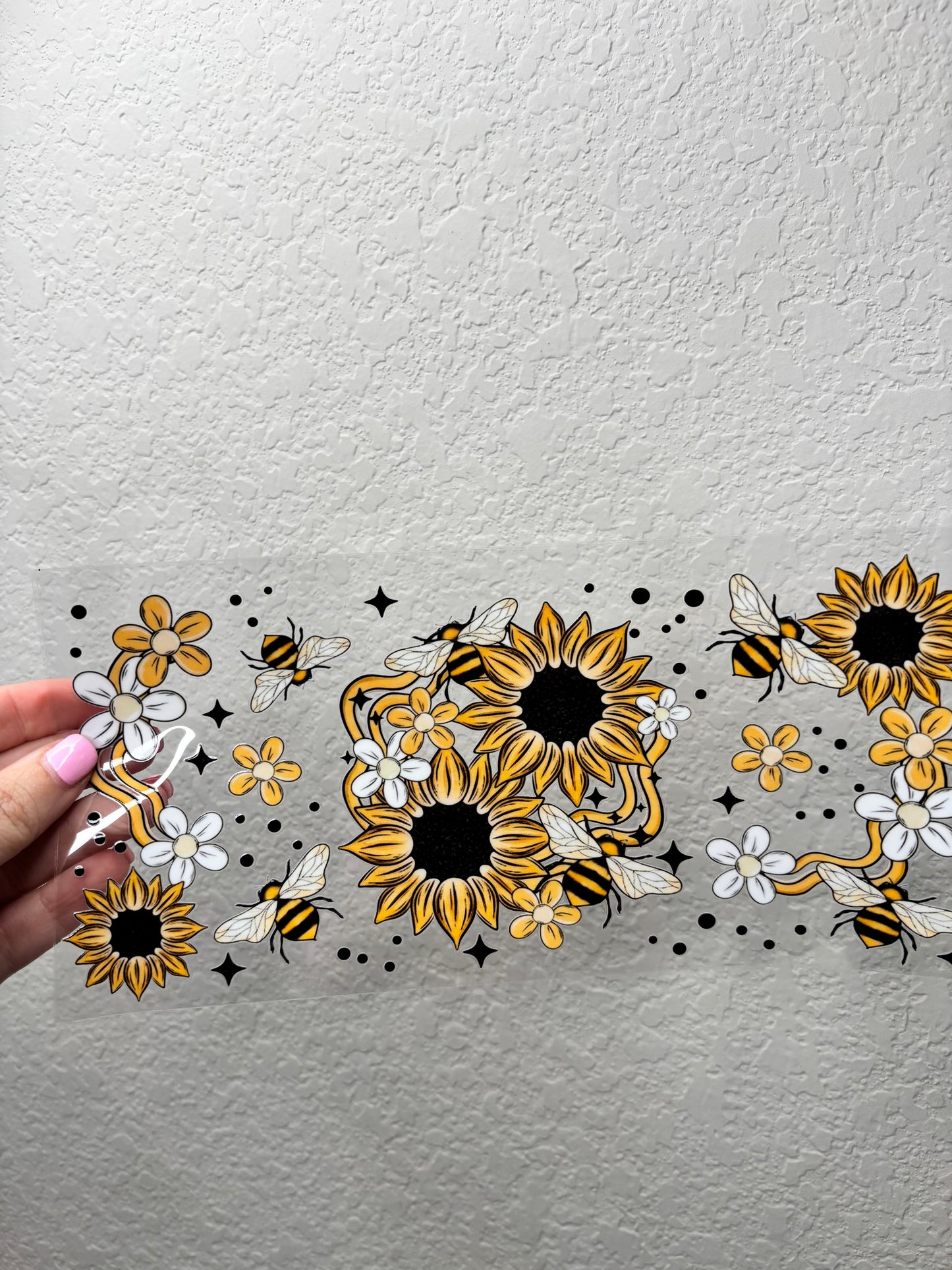 Sunflowers and Bees UV DTF Cup Wrap