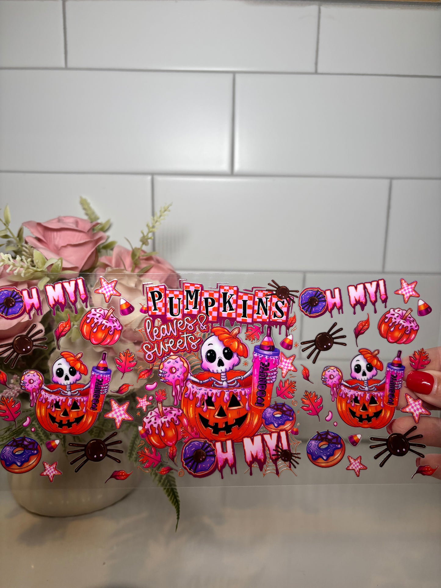 6-Pumpkins Leaves and Sweets UV DTF Cup Wrap