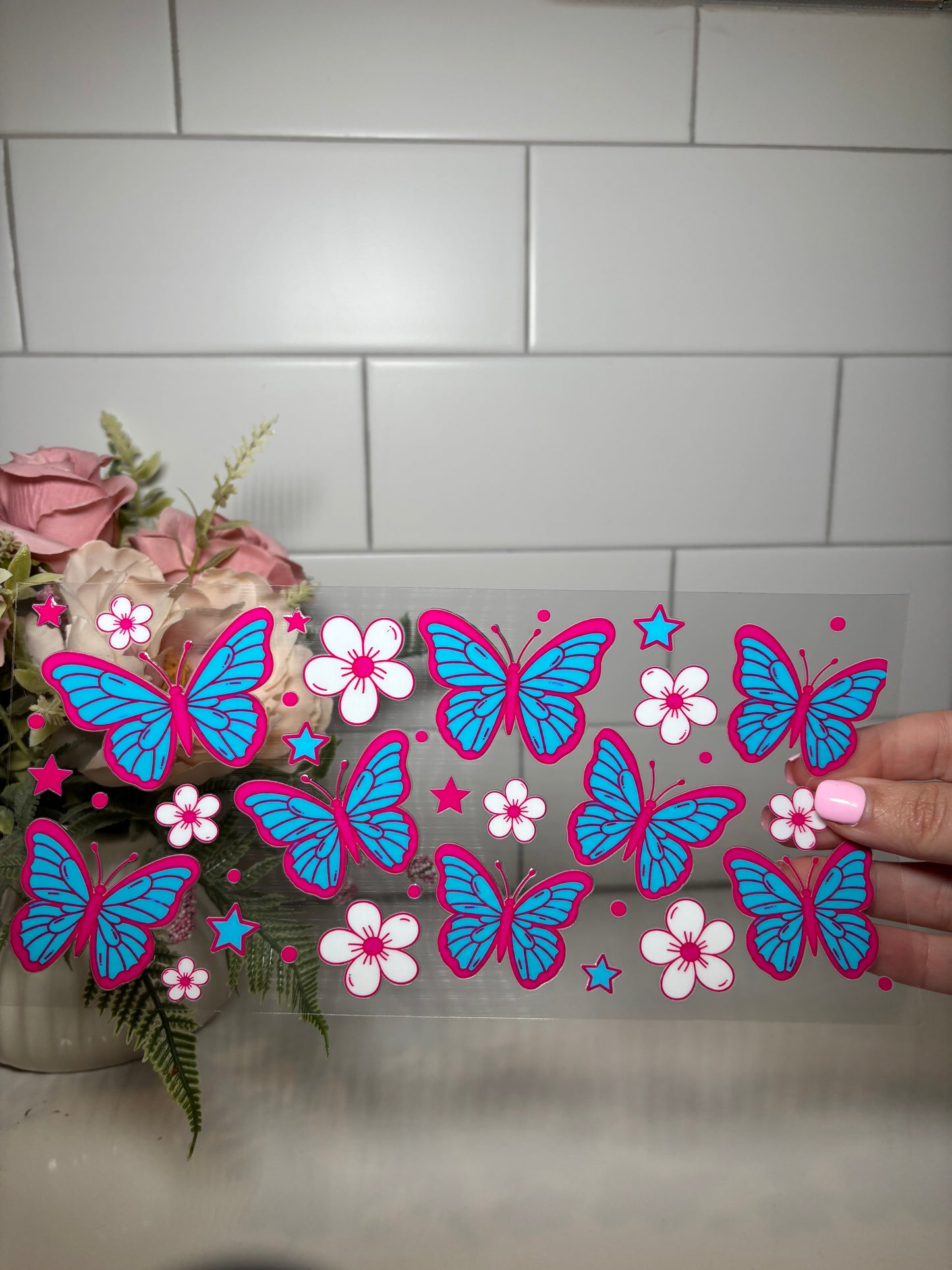 Bright Butterfly UV DTF Cup Wrap