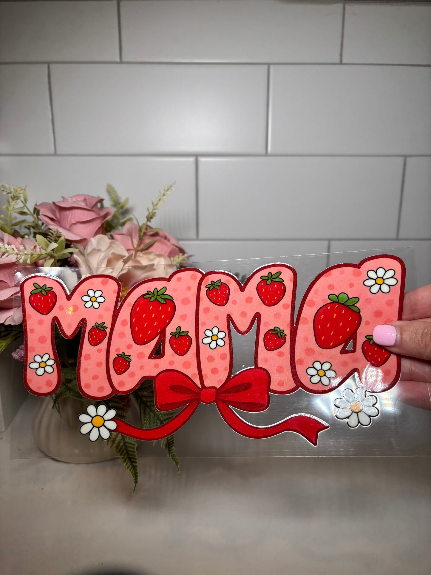 Mama Strawberry UV DTF Cup Wrap