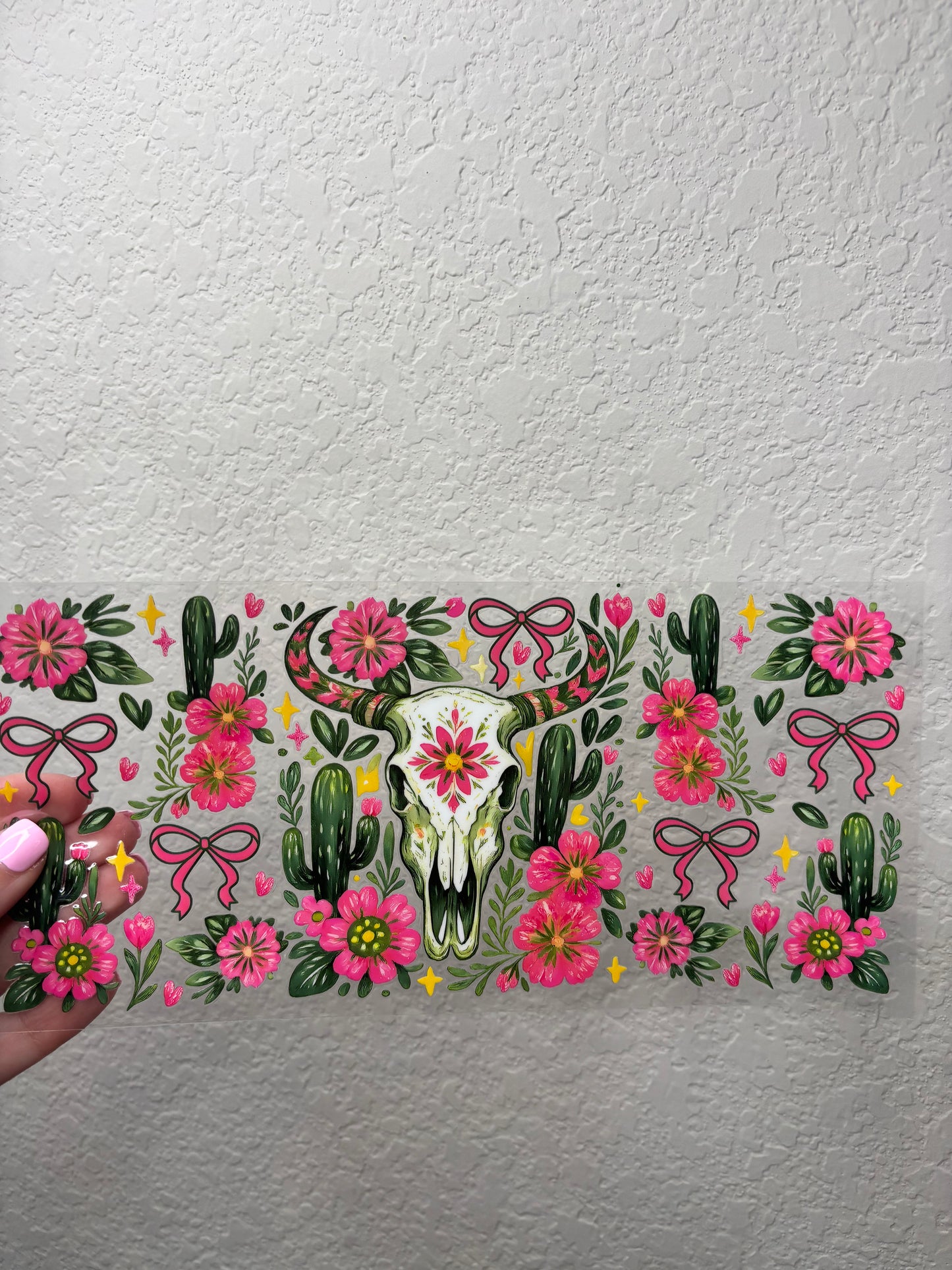 Bull and Flowers UV DTF Cup Wrap