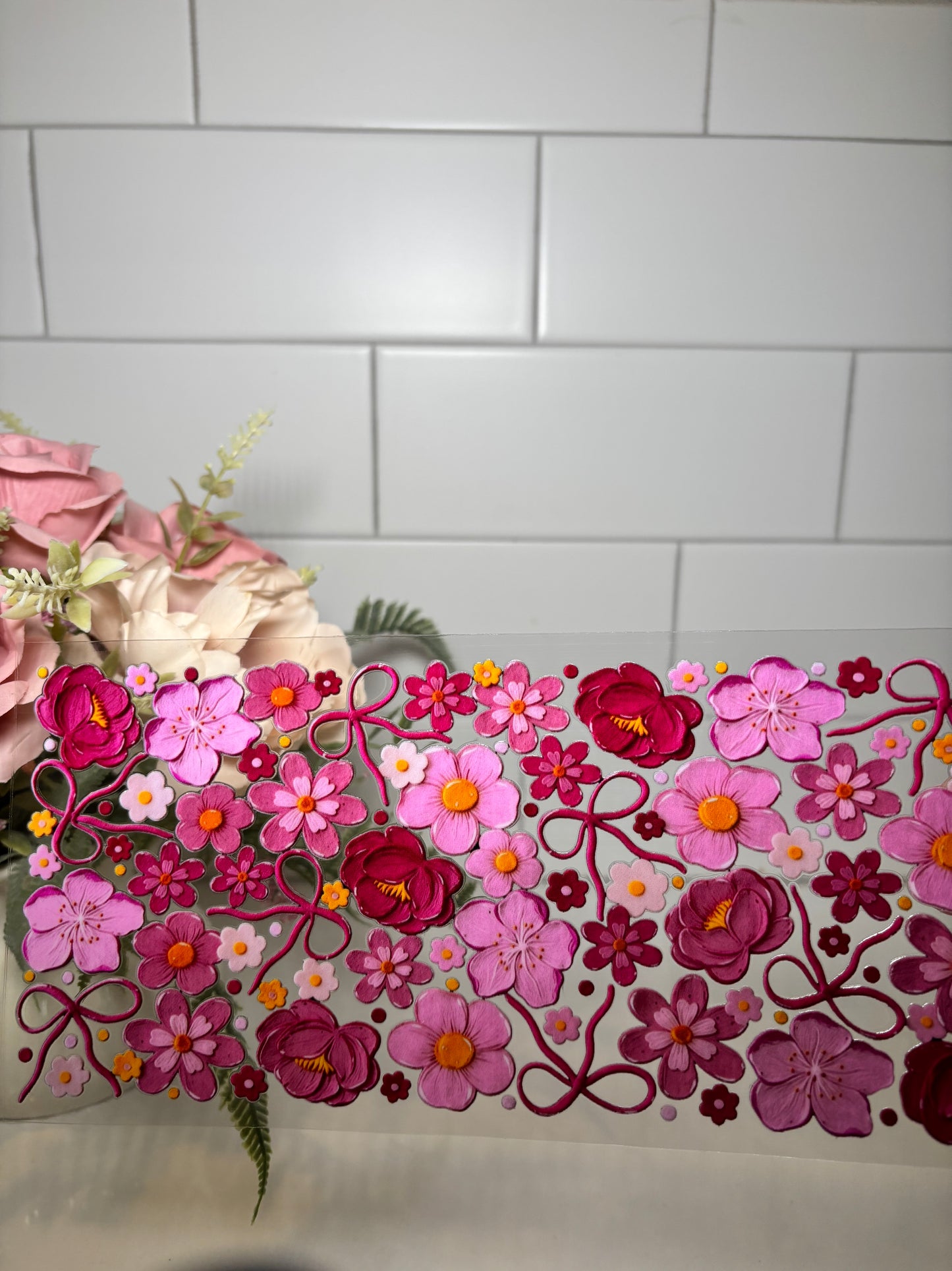1-Painted Flowers UV DTF Cup Wrap