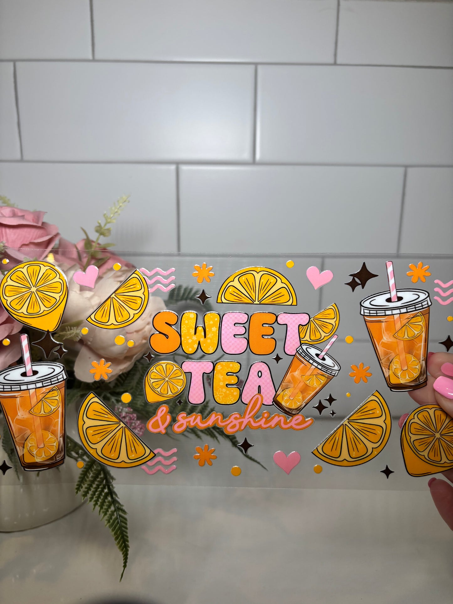 1-Sweet Tea And Sunshine UV DTF Cup Wrap
