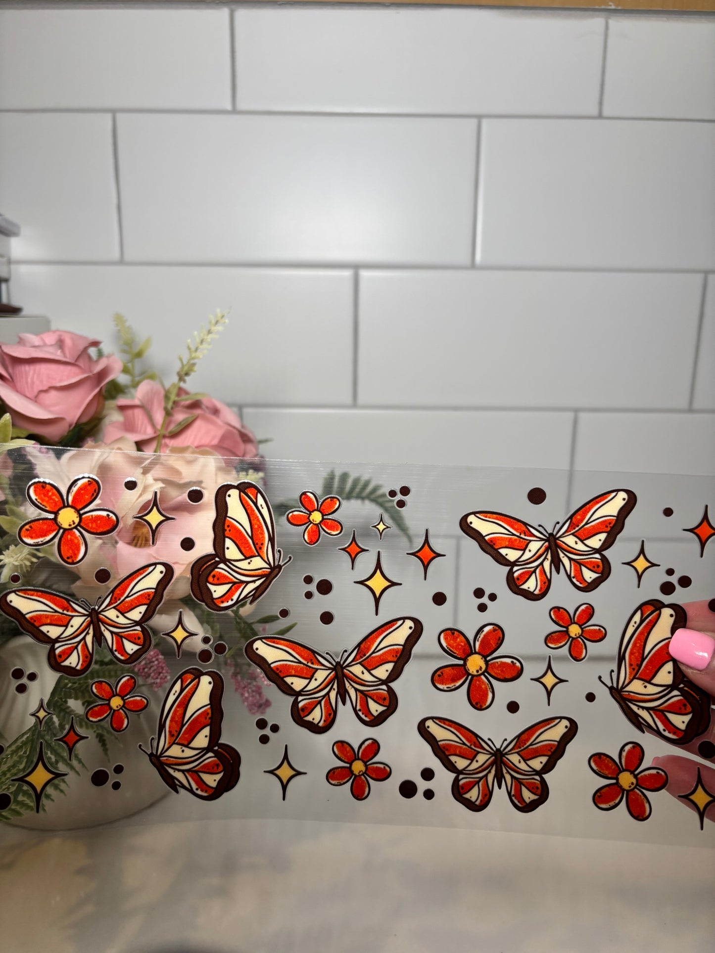 2-Brown Butterflies UV DTF Cup Wrap