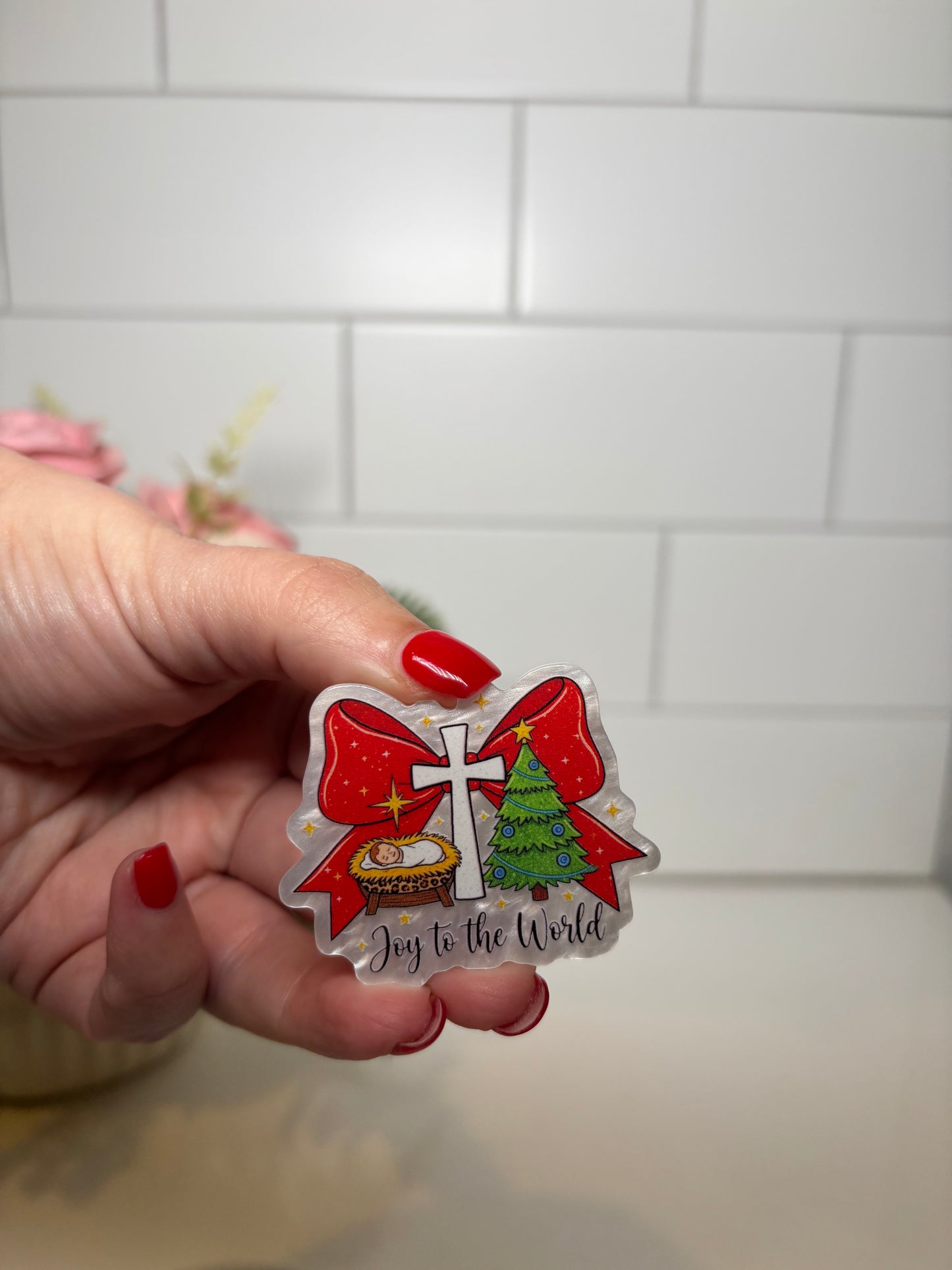 4-Joy to the World Acrylic Flatback