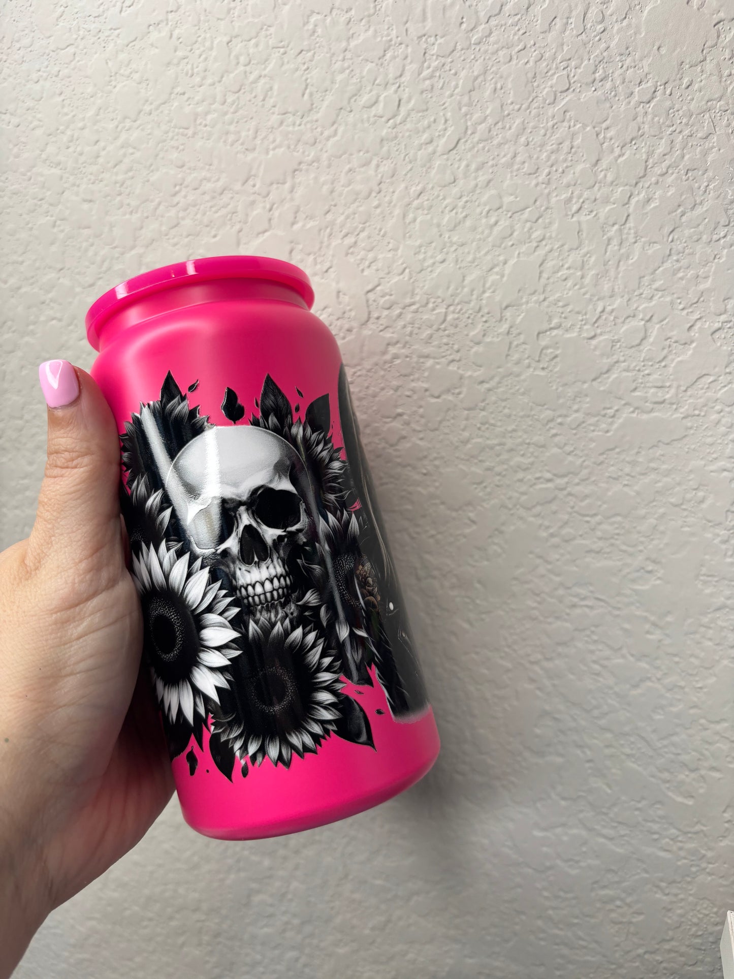 Bright Pink Tattoo Girl 16 Ounce Stainless Steel