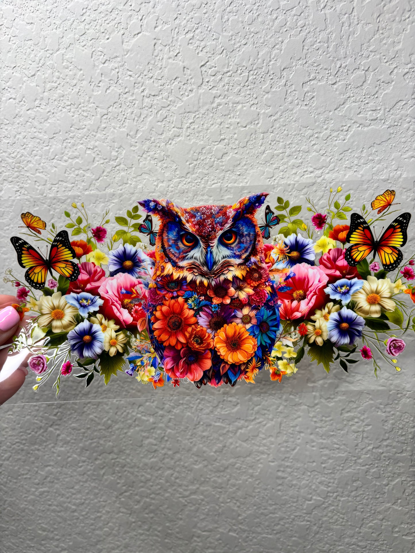 Floral Owl UV DTF Cup Wrap