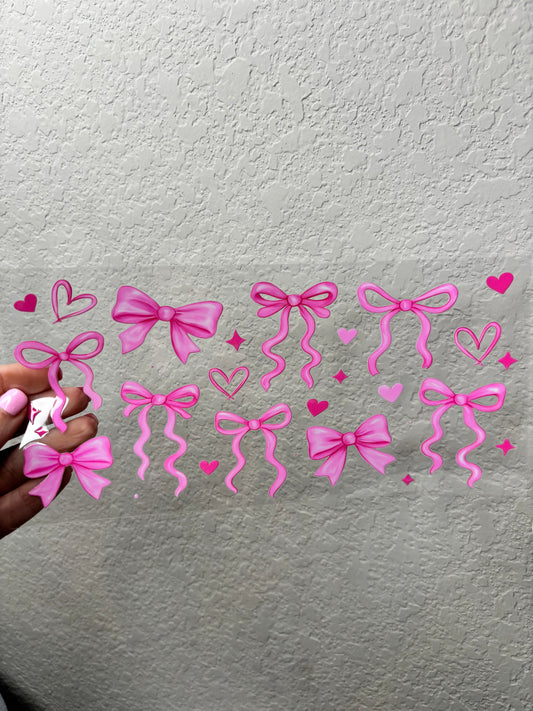Pink Hearts and Bows UV DTF Cup Wrap