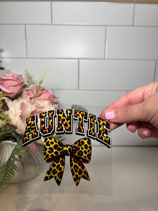 2-Leopard Auntie UV DTF Decal