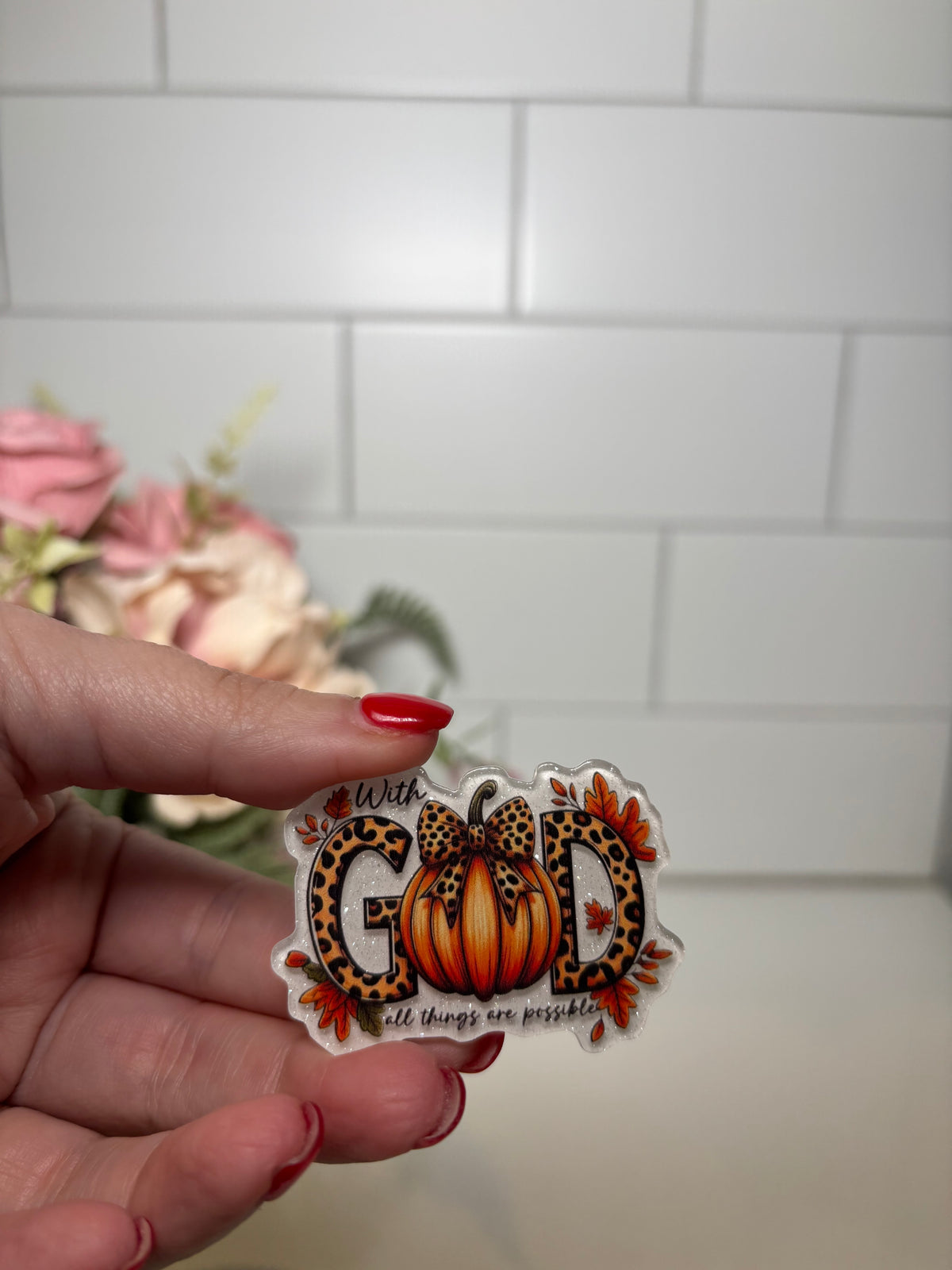 4- With God Pumpkin Acrylic Flatback