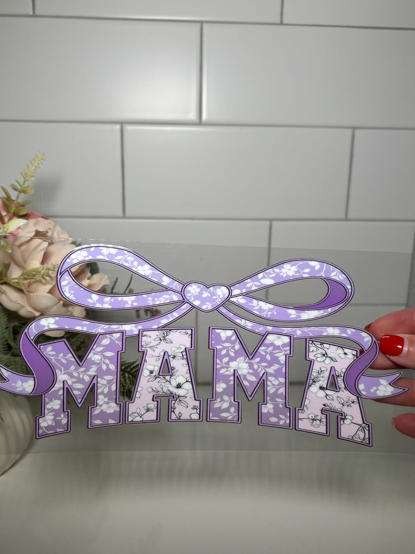 3-Lavendar Mama Bow UV DTF Cup Wrap