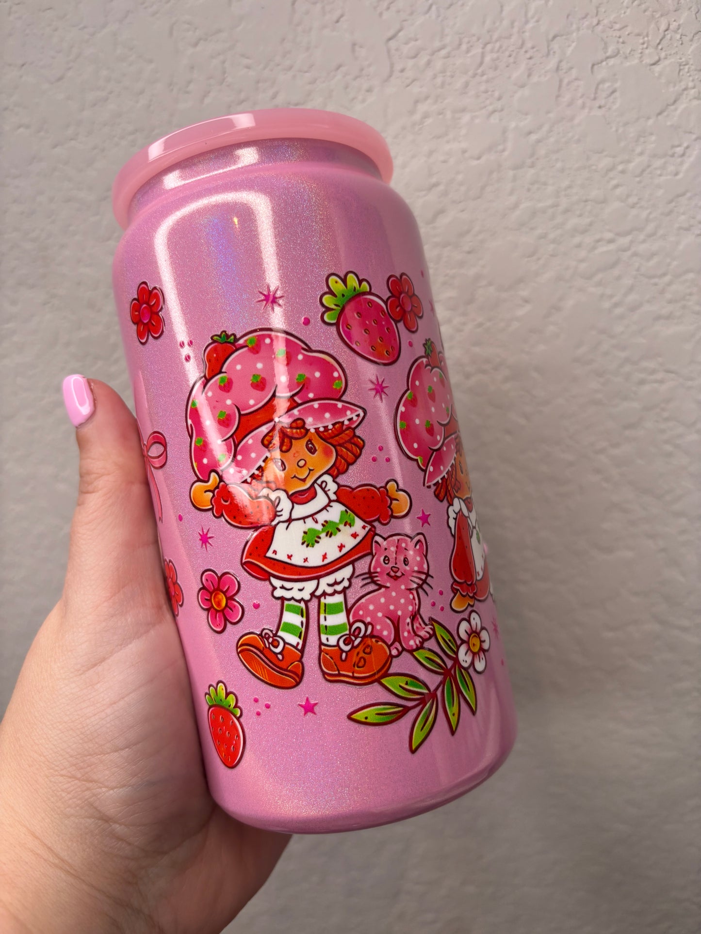 Pink Shimmer Rainbow Strawberry Gril 16 Ounce