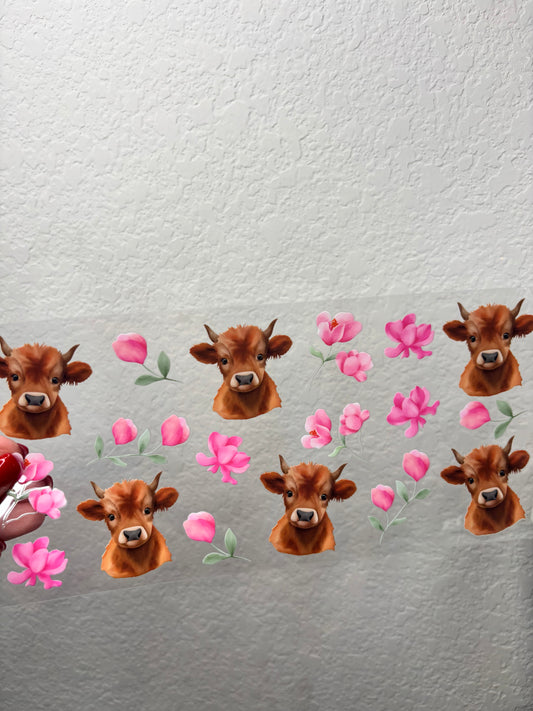 Floral Cow UV DTF Cup Wrap