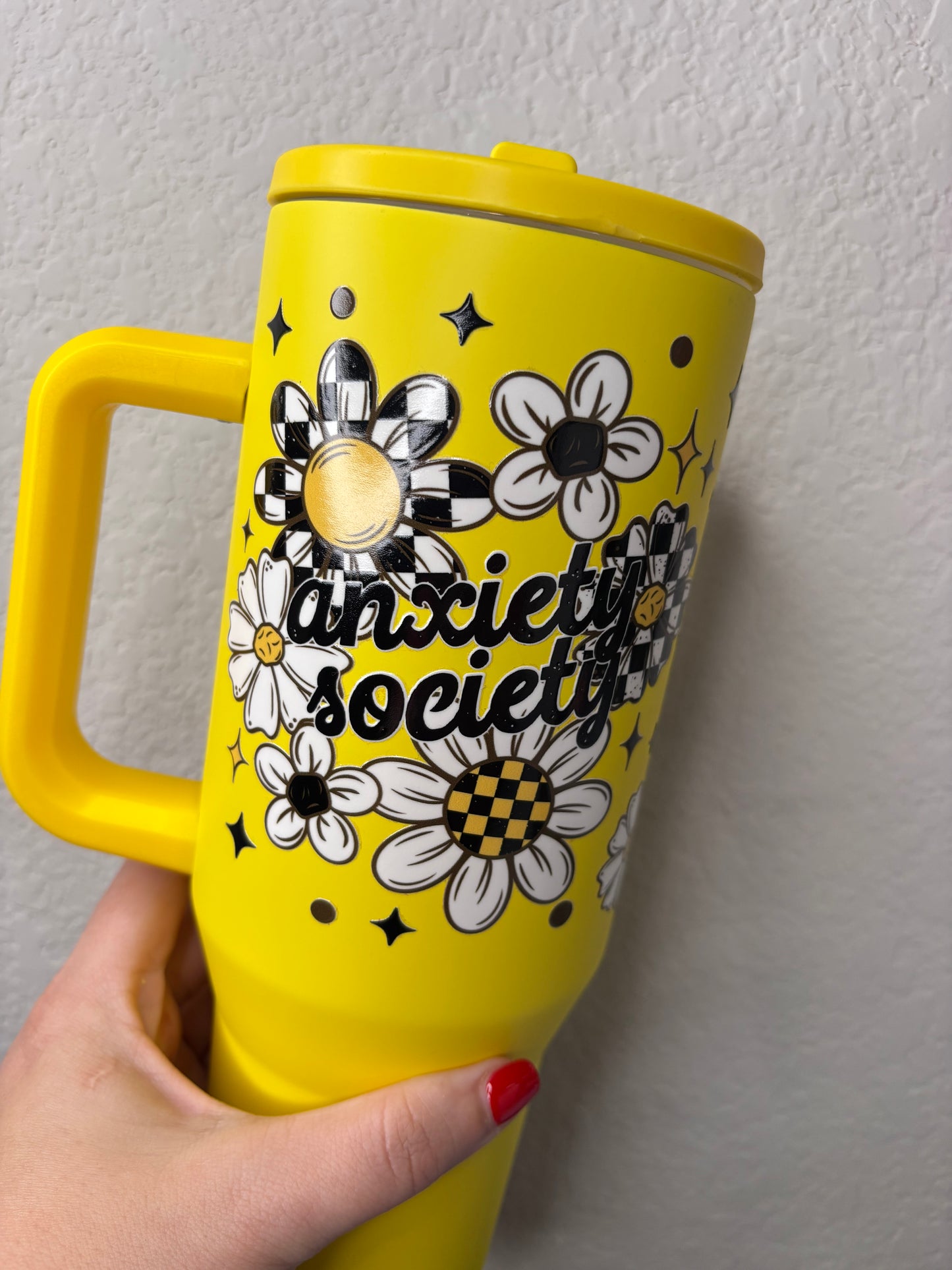 Anxiety Society Yellow 40 Ounce Stainless Steel Tumbler