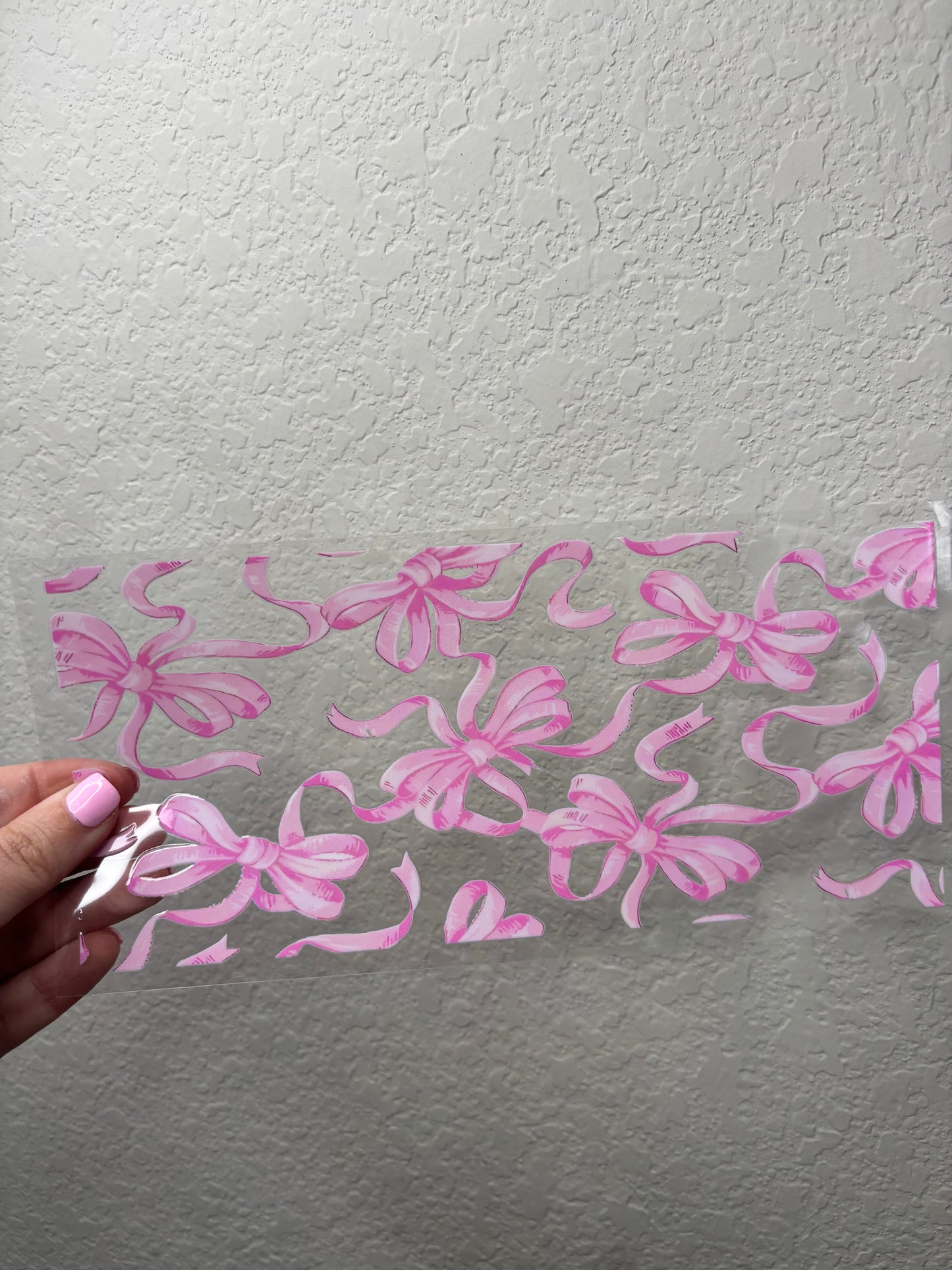 Fancy Pink Bow UV DTF Cup Wrap