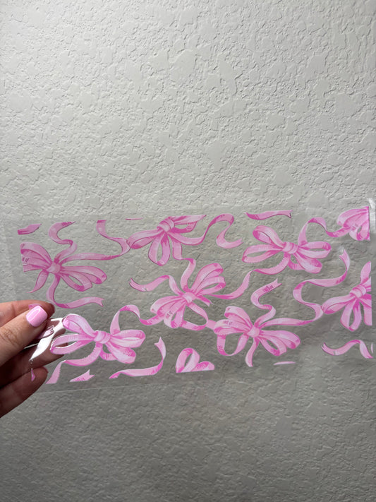 Fancy Pink Bow UV DTF Cup Wrap