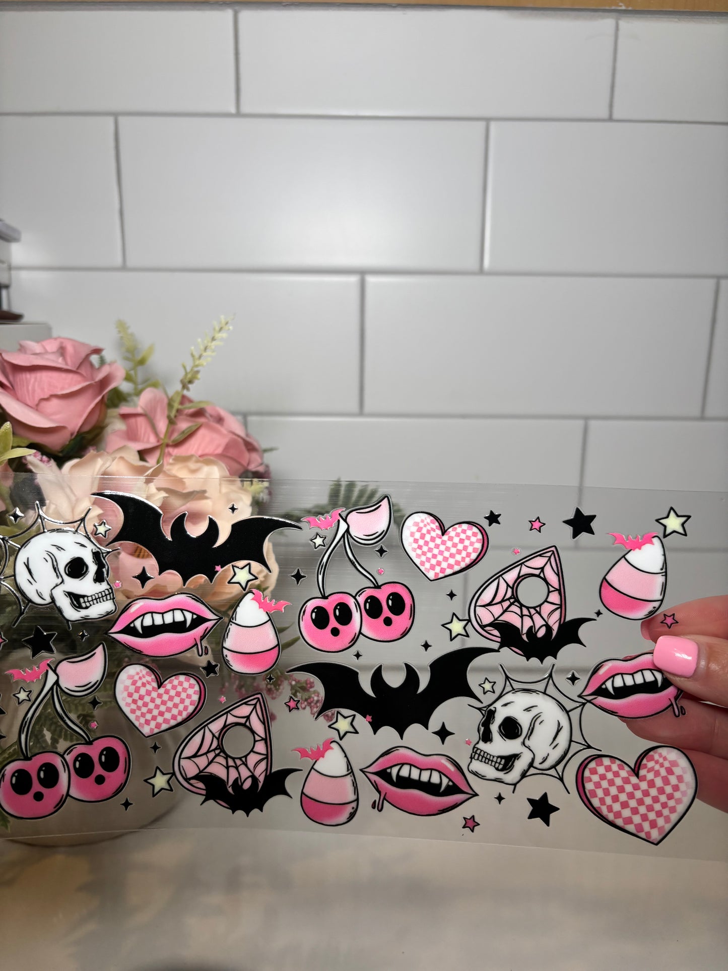 2-Pink Halloween UV DTF Cup Wrap