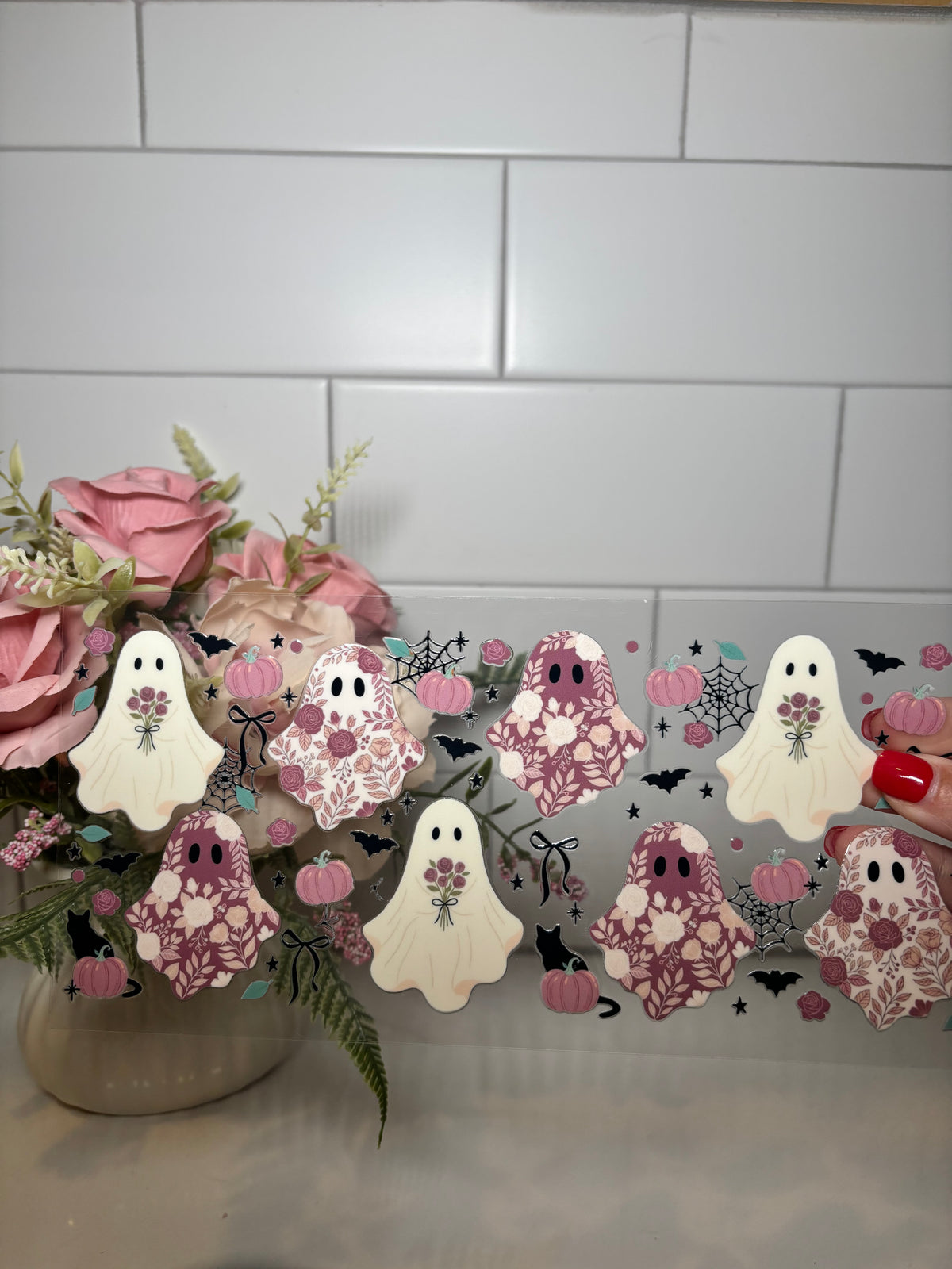 6-Neutral Floral Ghost UV DTF Cup Wrap