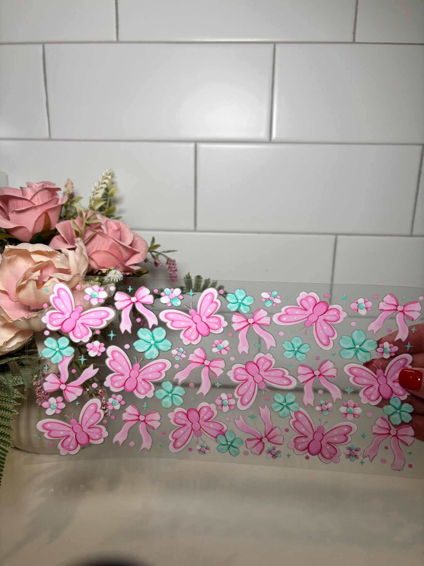 4-Butterflies and Bows UV DTF Cup Wrap
