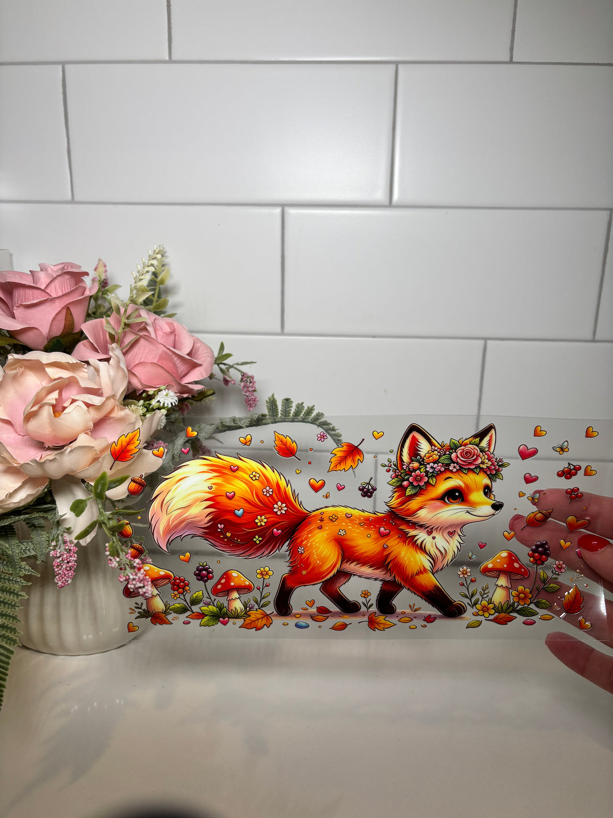 4-Floral Fox UV DTF Cup Wrap