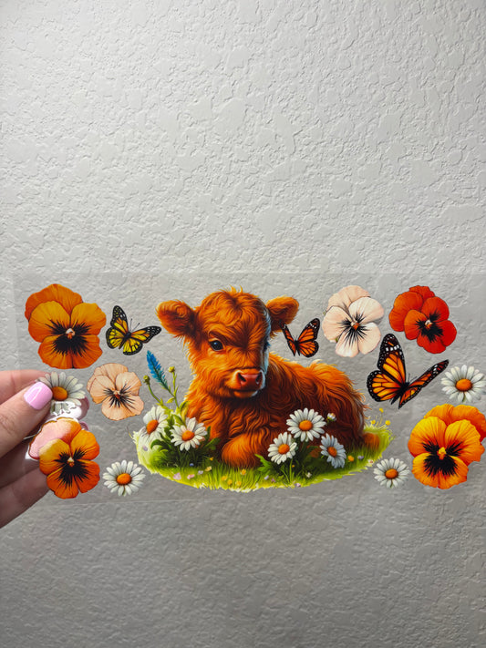 Highland Cow Orange UV DTF Cup Wrap