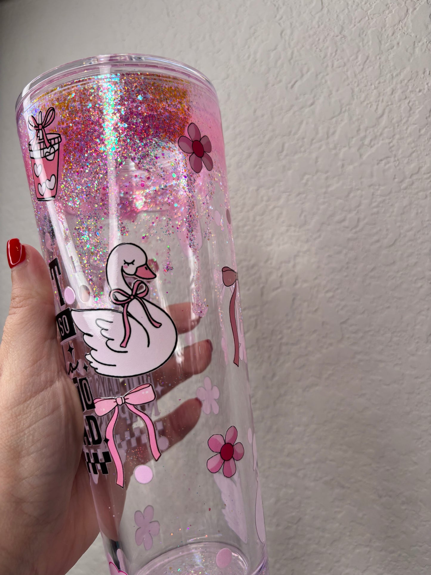 Suspect Swan Waterfall 24 Ounce Acrylic Snowglobe Tumbler